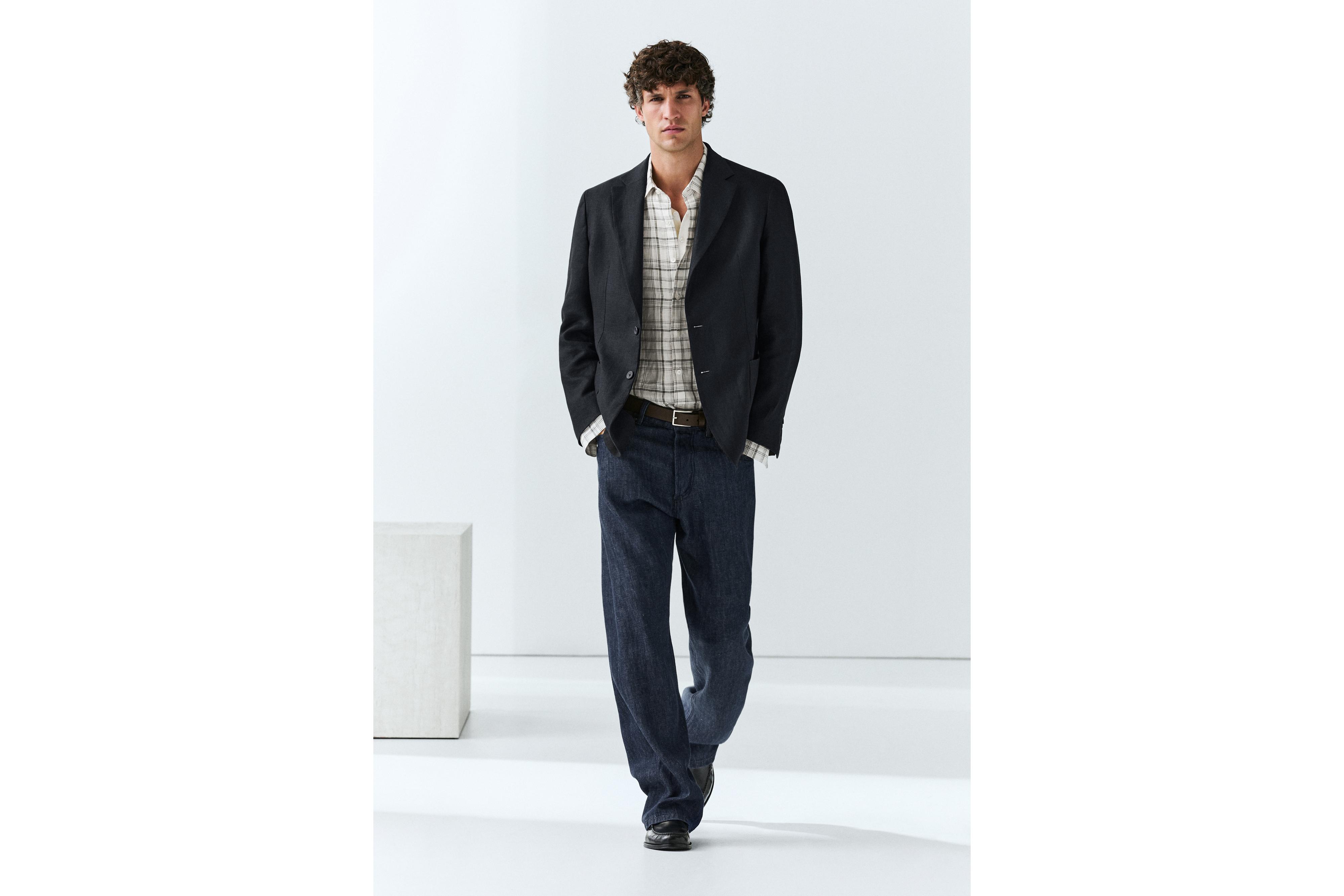 100% linen suit blazer — NAVY BLUE
