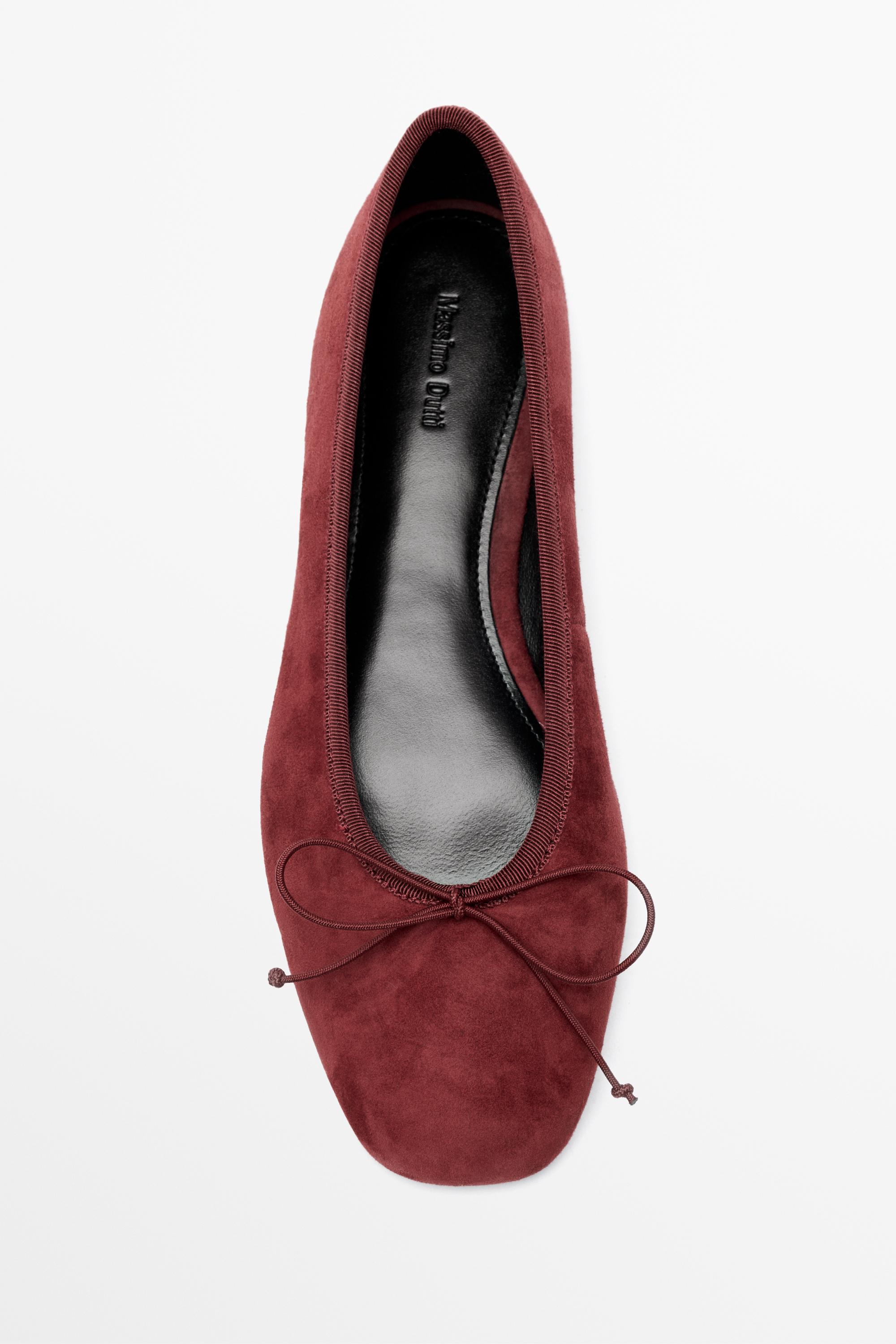 Table Number Red Leather bow ballet flat · Red · Balletâ Flats | Massimo Dutti