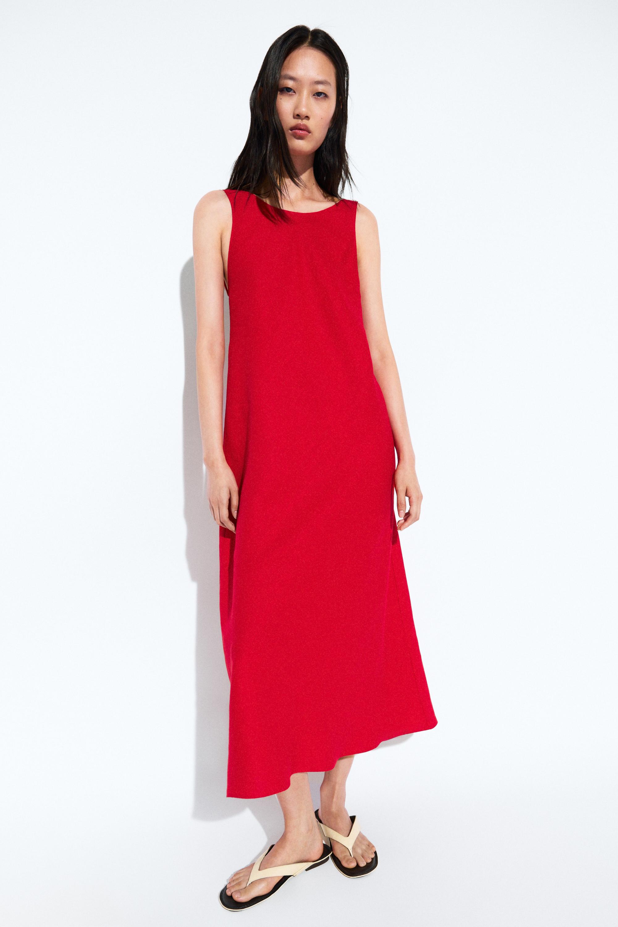 Flowing midi dress — Red