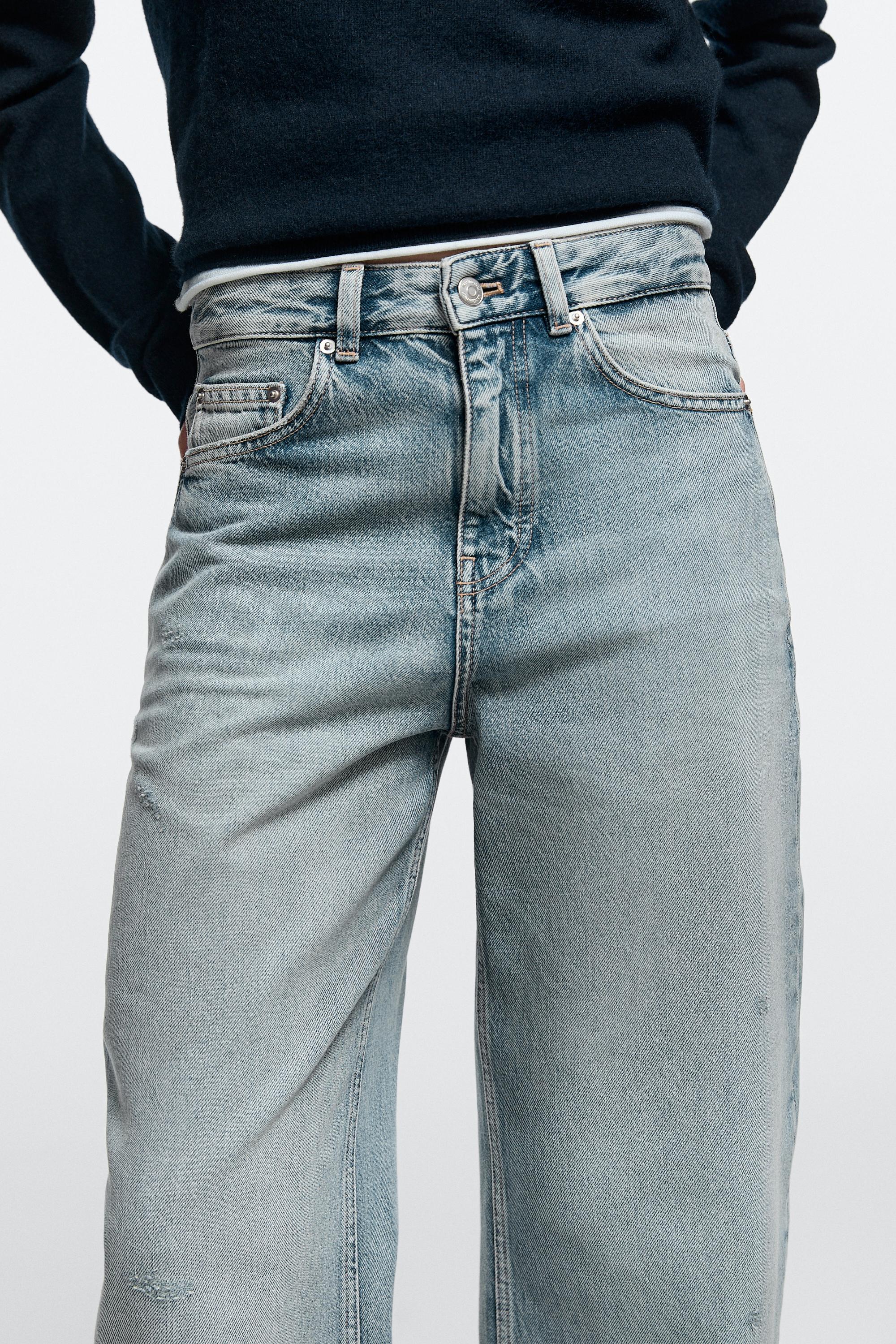 Mid-waist barrel fit jeans — Light Blue
