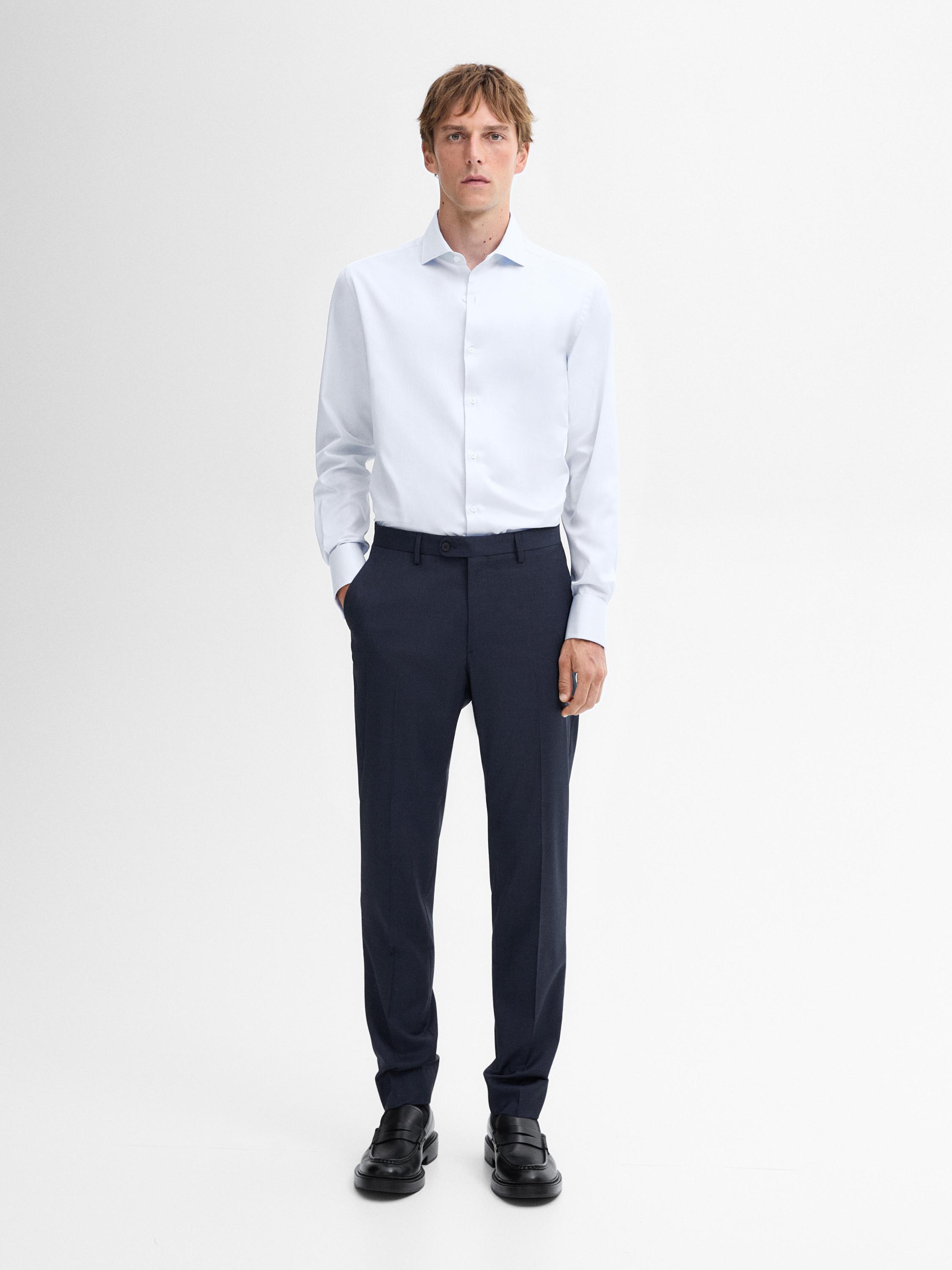 Twill slim fit shirt with double cuffs