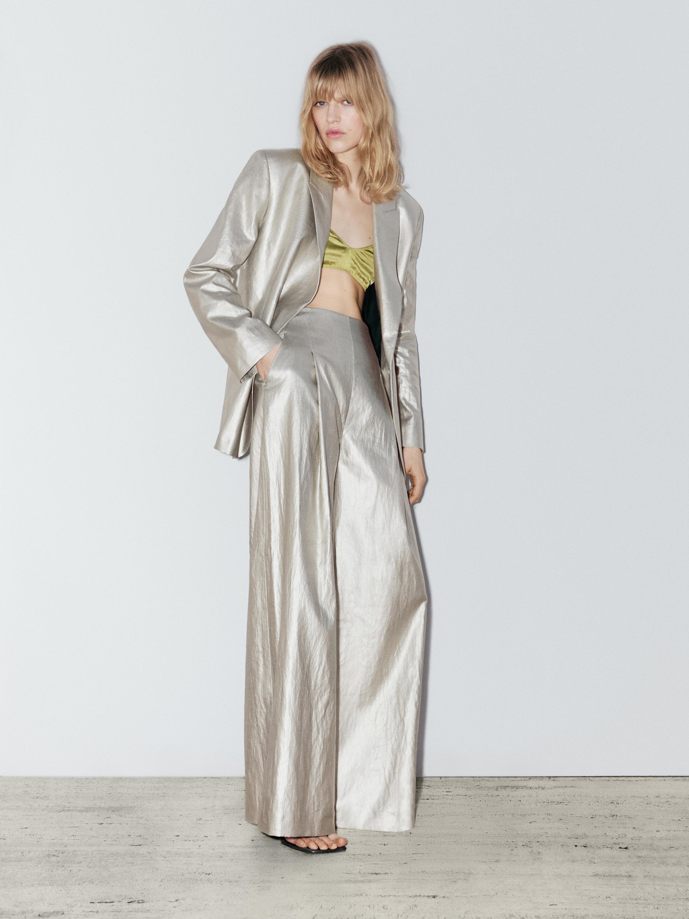 Metallic linen blend blazer - STUDIO