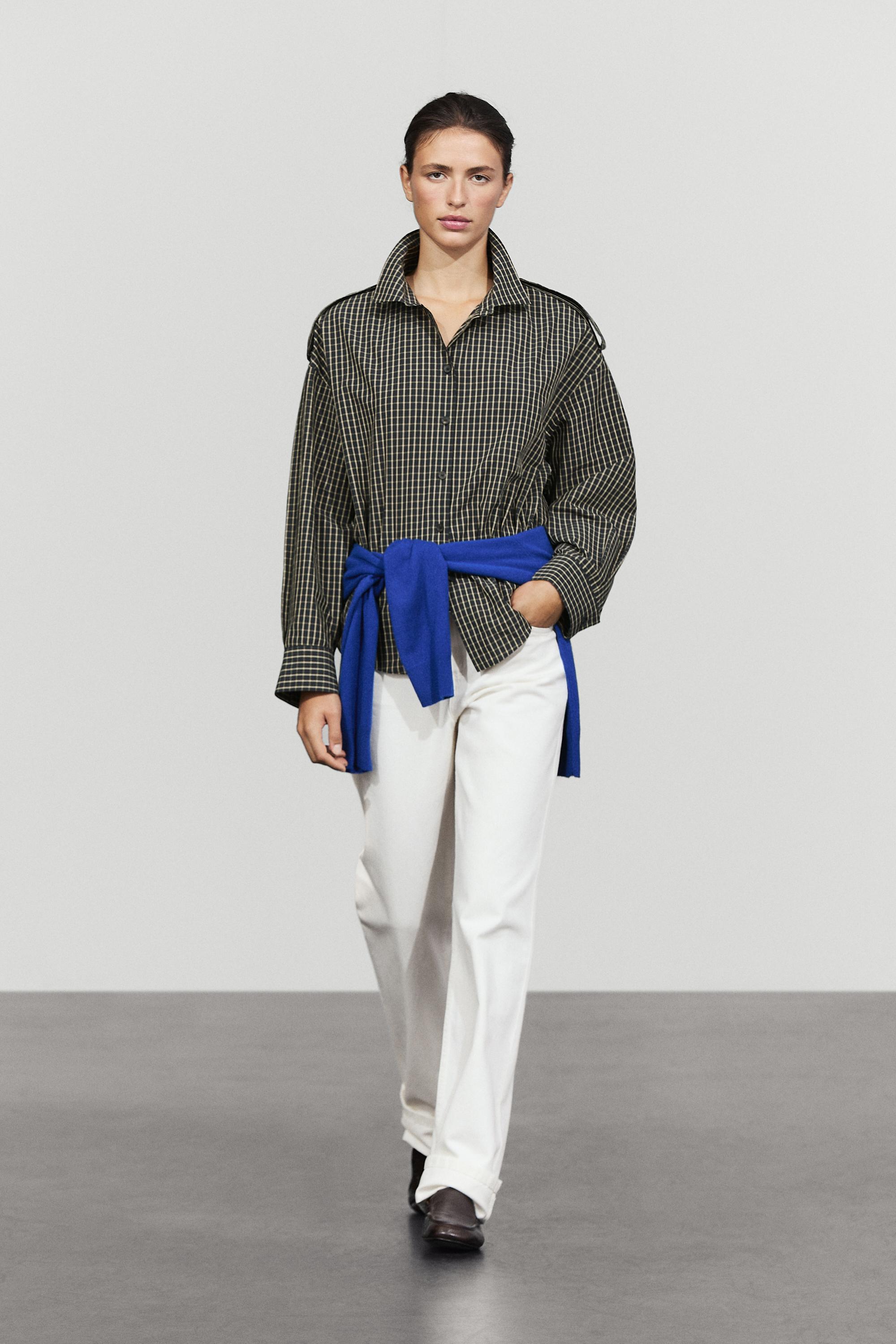 100% cotton check shirt with shoulder detail