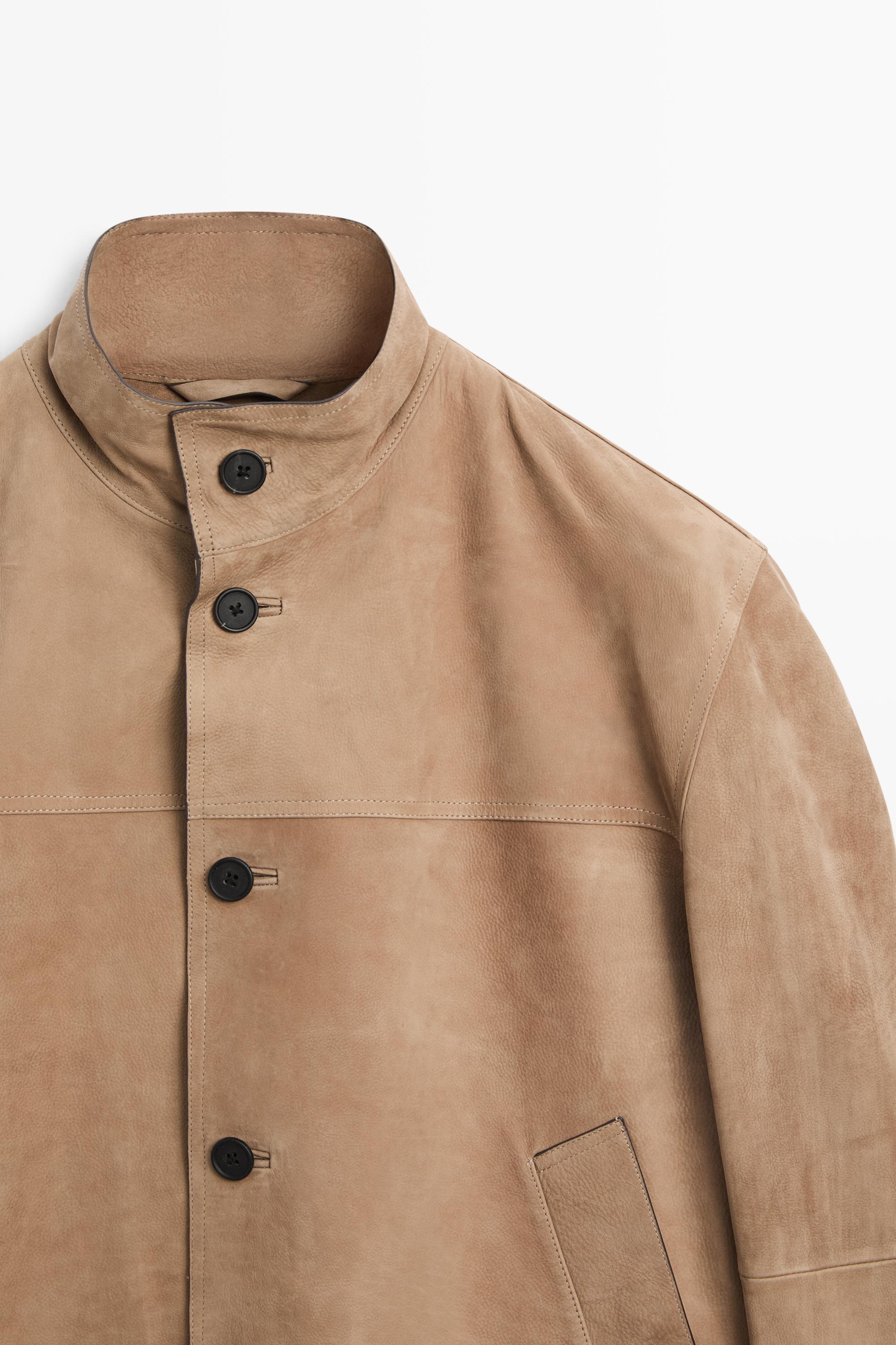 Massimo Dutti Nubuk deri hakim yaka ceket görsel 3