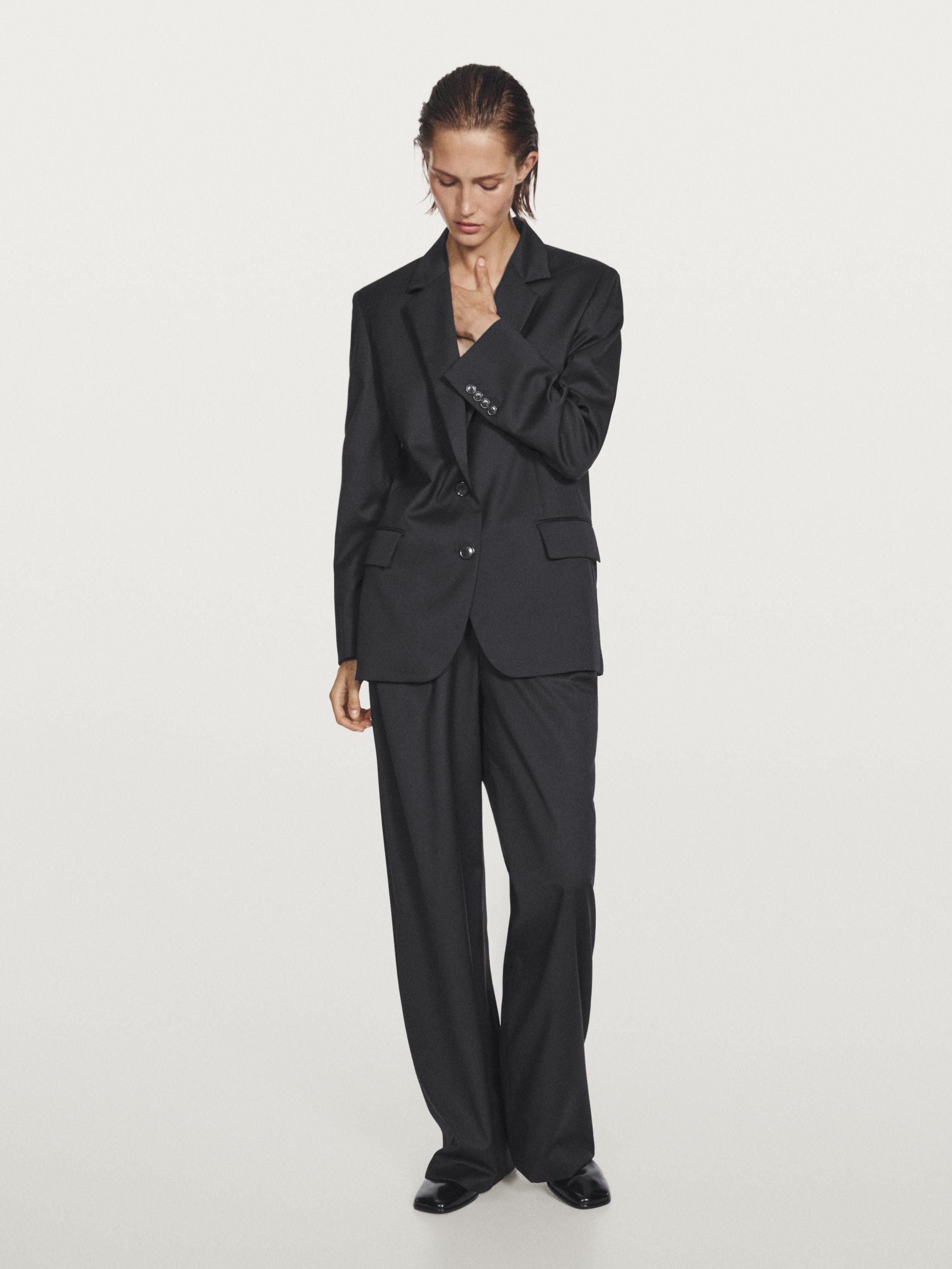 100% extra fine wool two-button blazer — NAVY BLUE