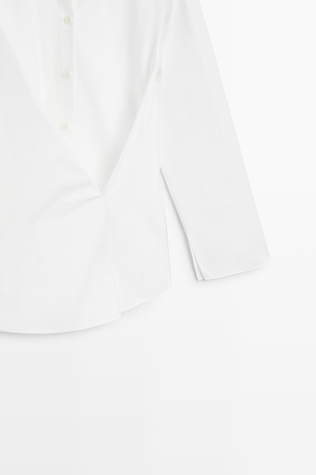 100% cotton poplin crossover shirt — WHITE