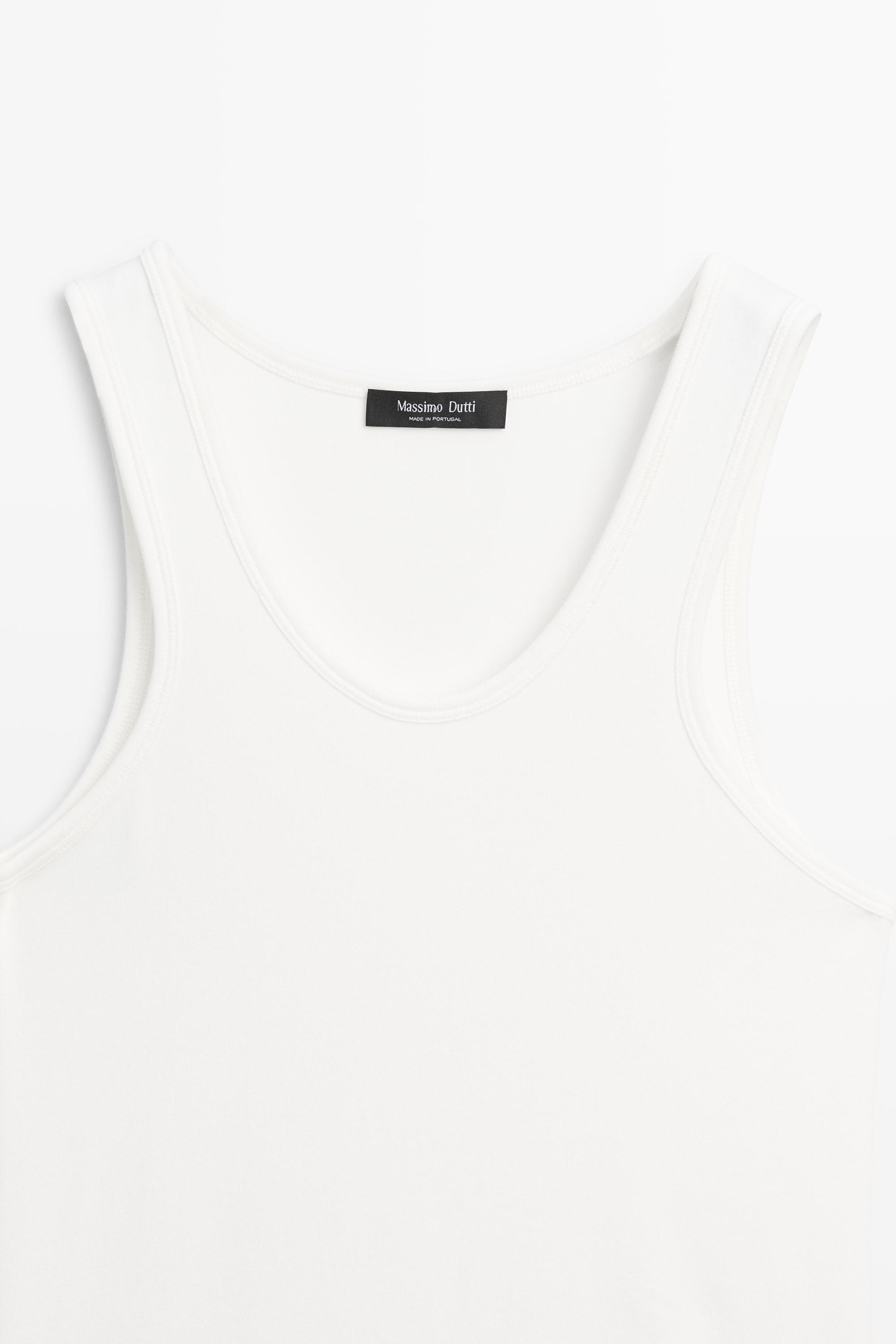 Cotton blend crew neck T-shirt — WHITE