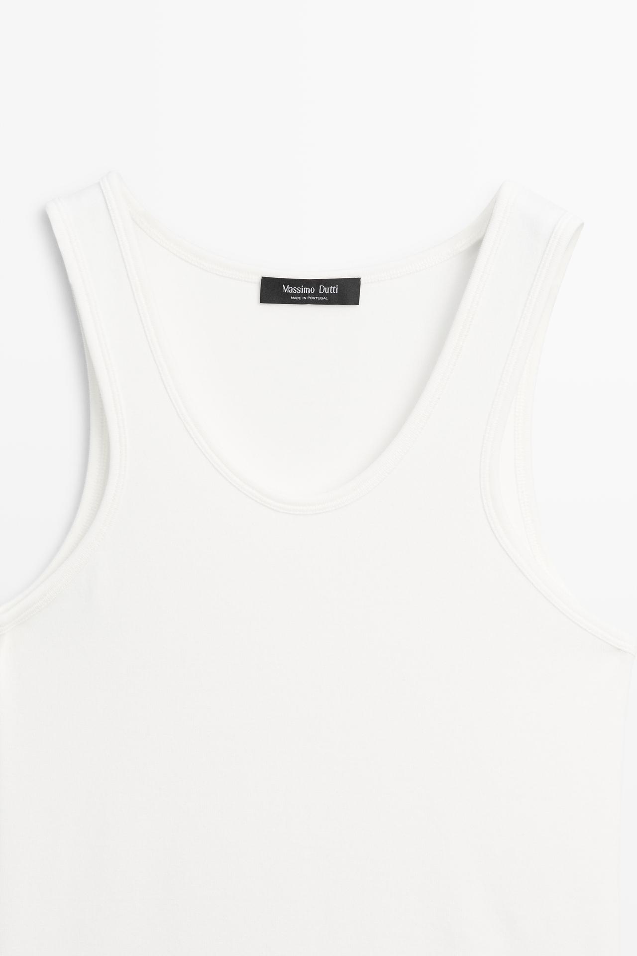 Cotton blend crew neck T-shirt — WHITE