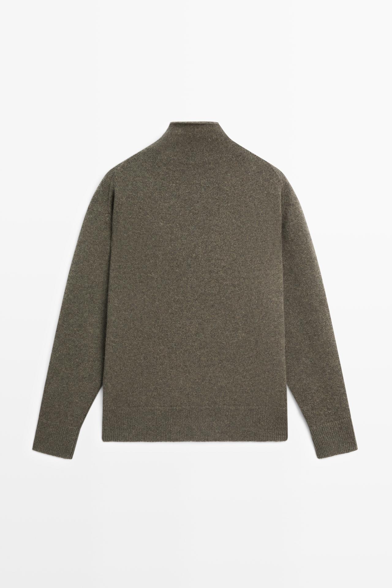 100% cashmere oversize knit sweater — Greyish green