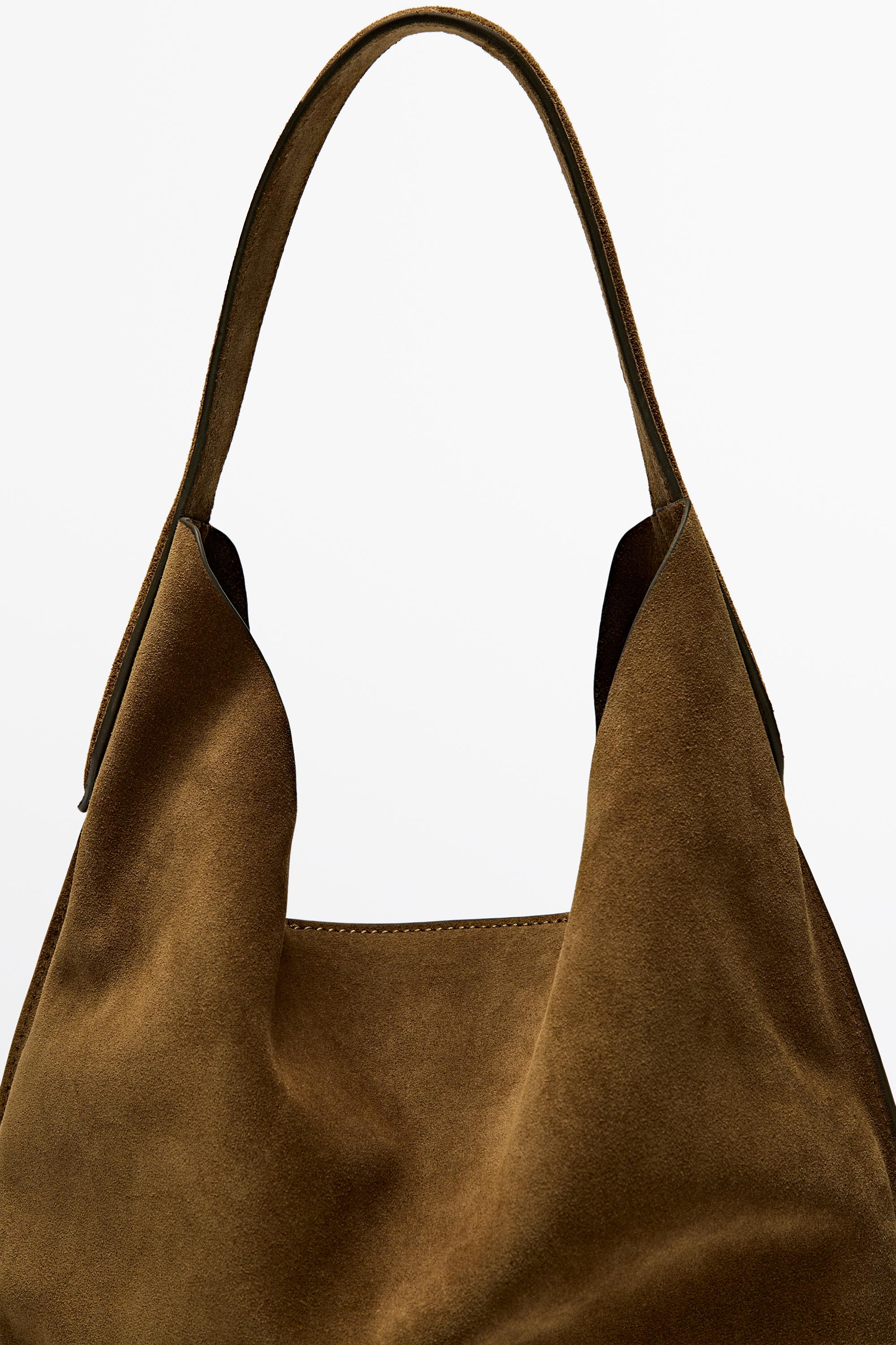 Split suede leather mini bag — KHAKI GREEN