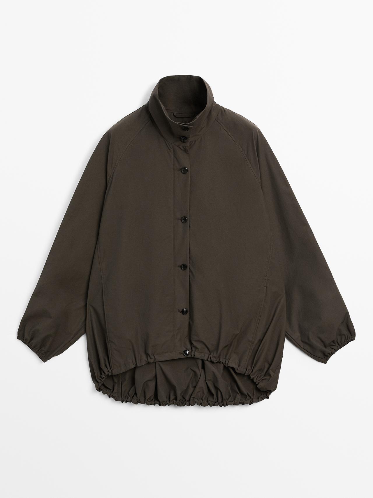 Massimo Dutti - Dame - Parkacoat I Bomuldsblanding Med Pufdesign - Brun - M