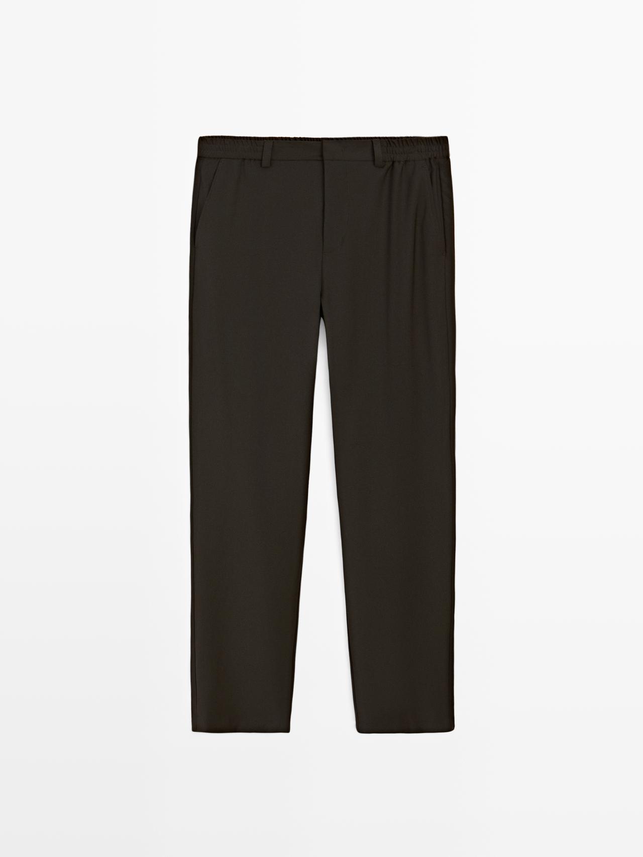 Massimo Dutti - Herre - Jogger Fit Bukser I Uldblanding - Brun - Xl