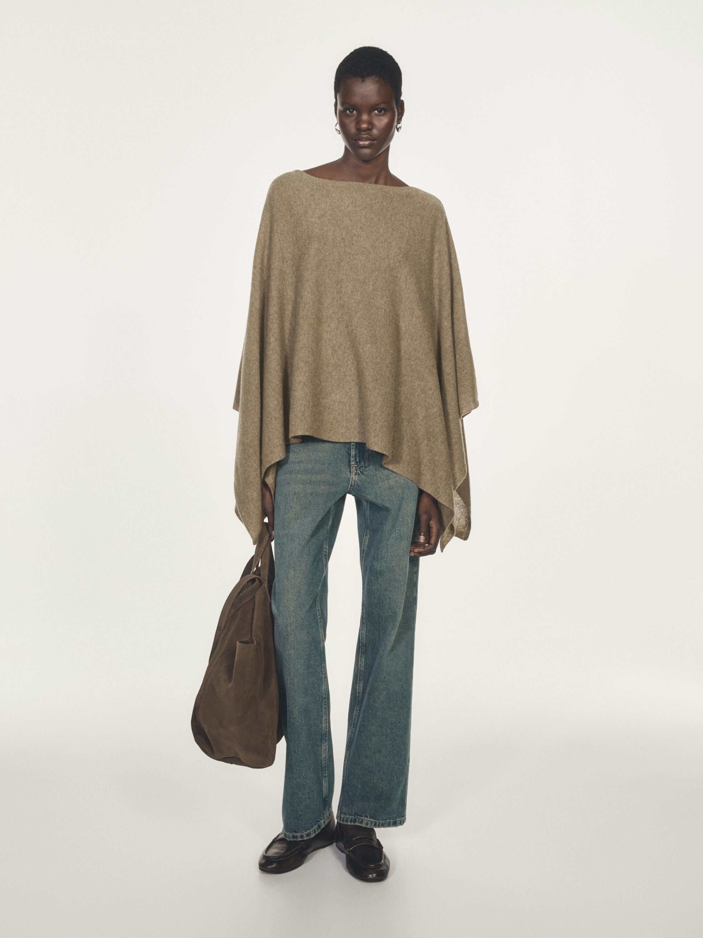 100% wool asymmetric knit cape
