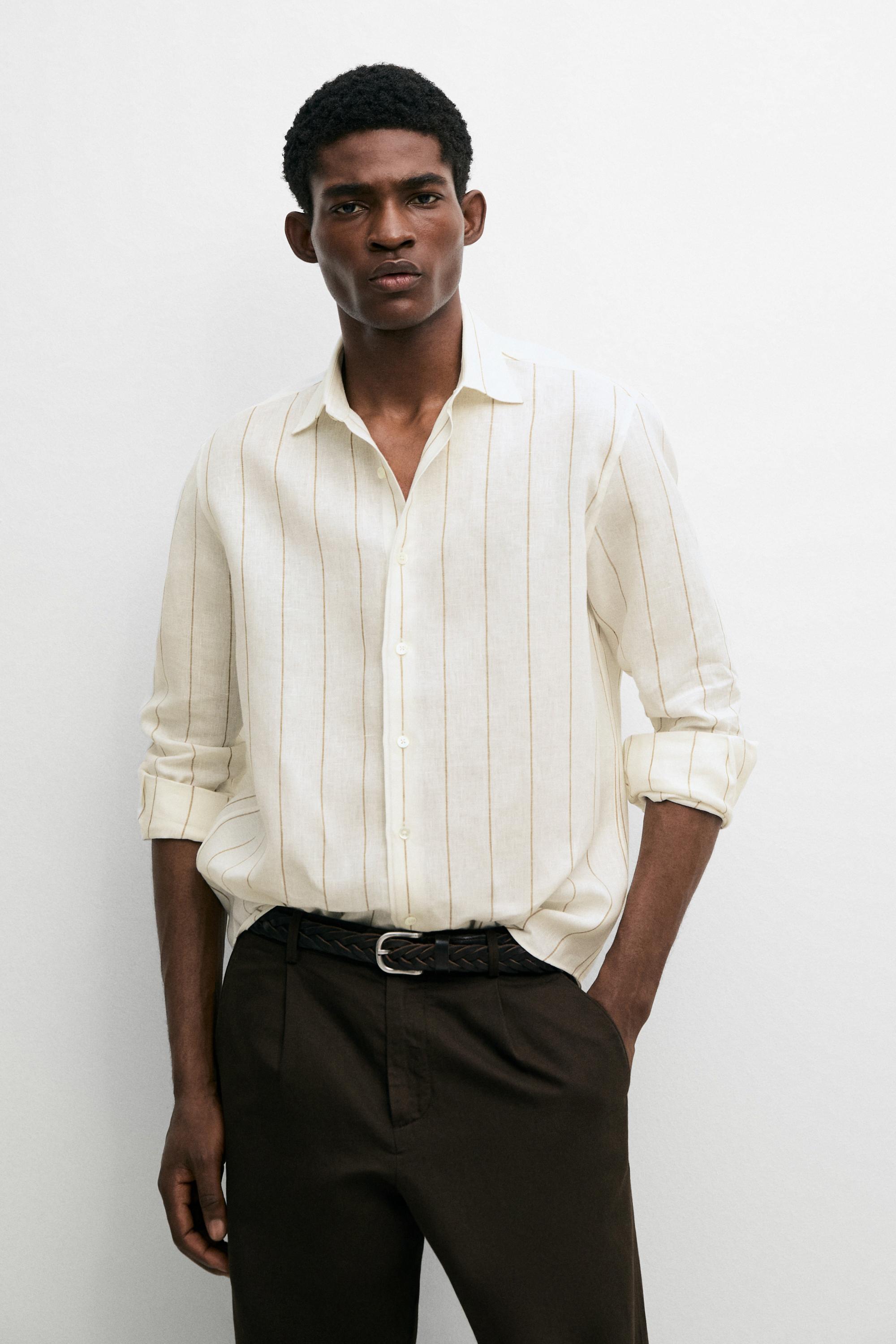 Chemise rayée 100 % lin