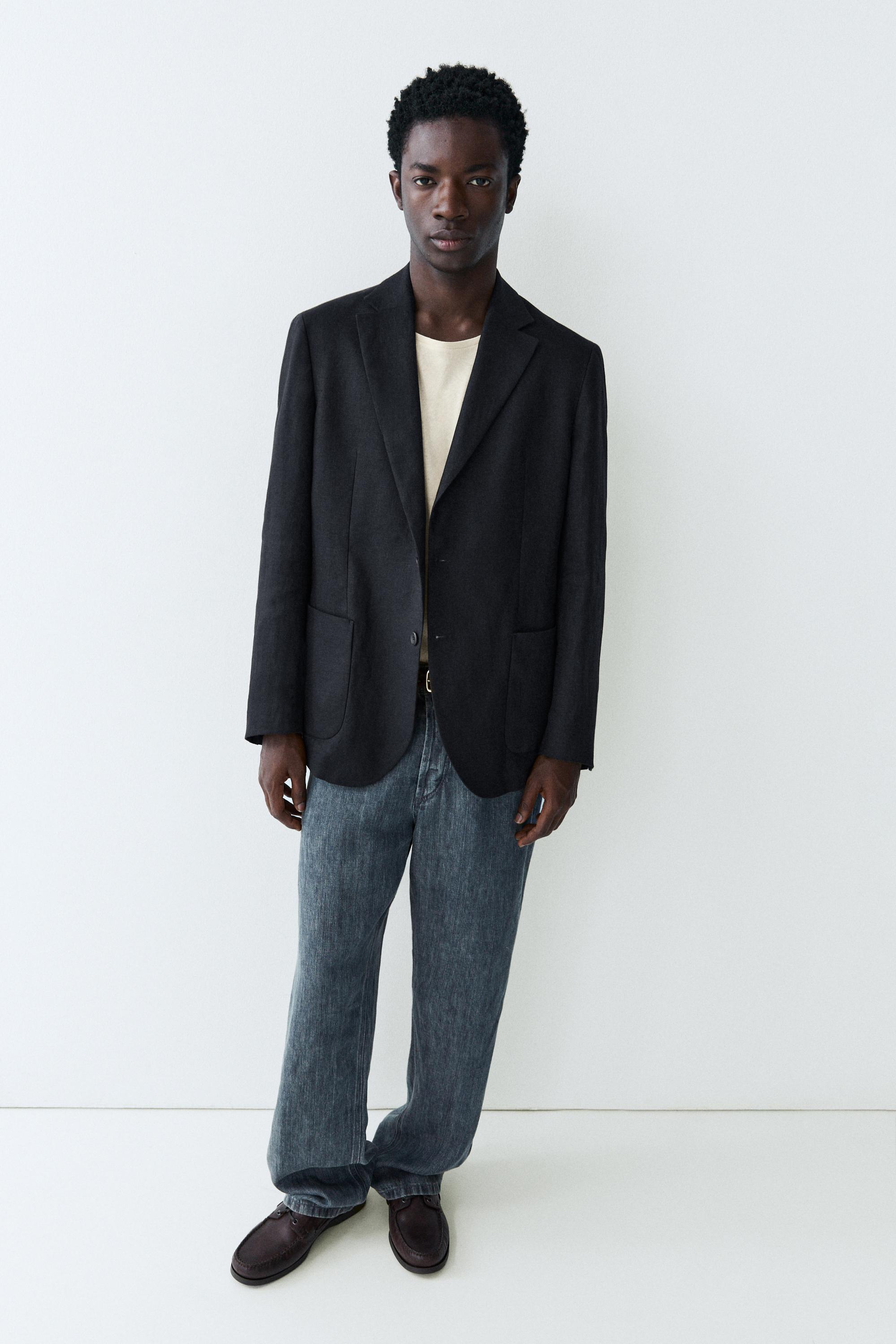 100% linen suit blazer — NAVY BLUE