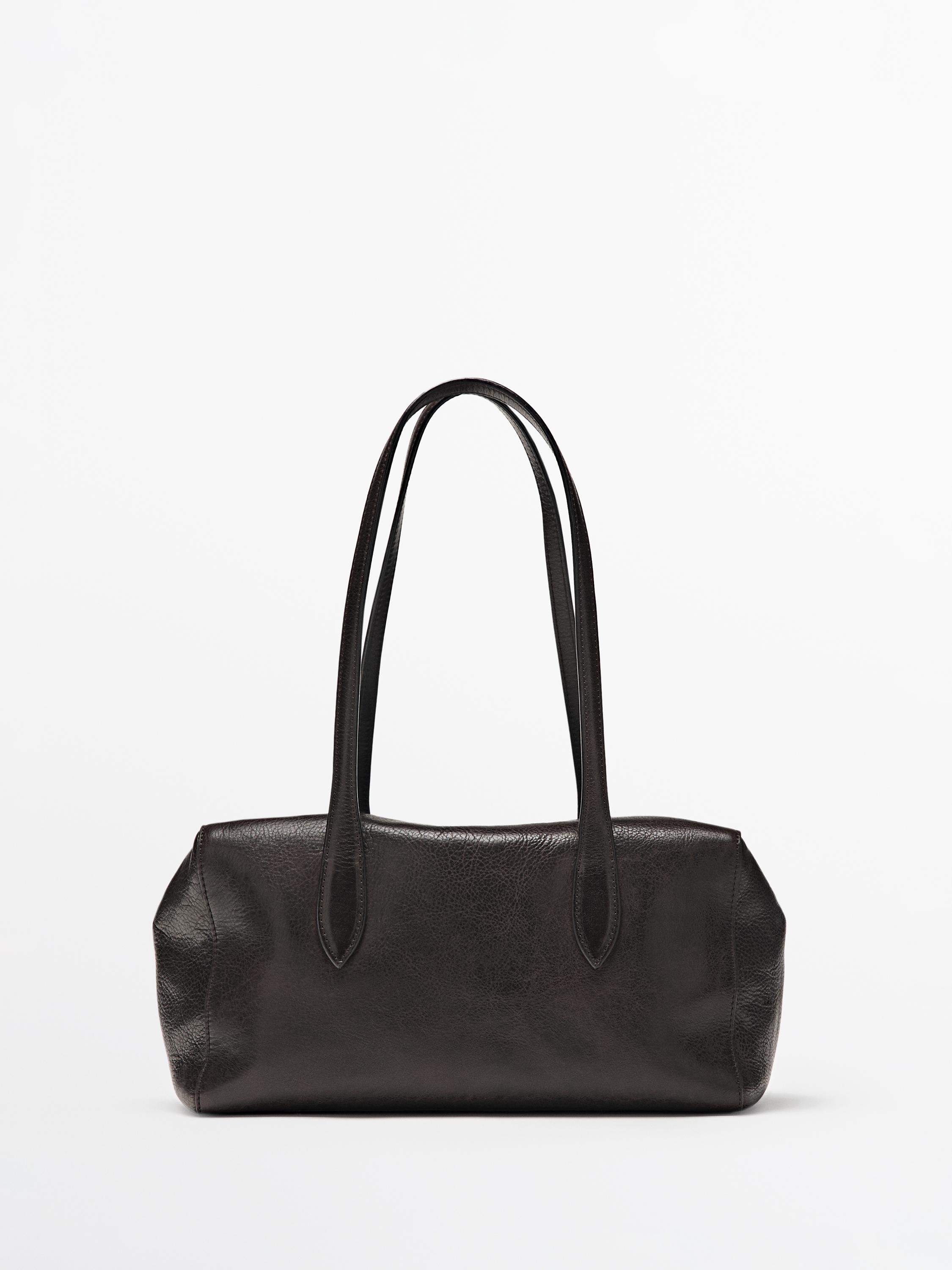 Nappa leather west satchel bag — BROWN
