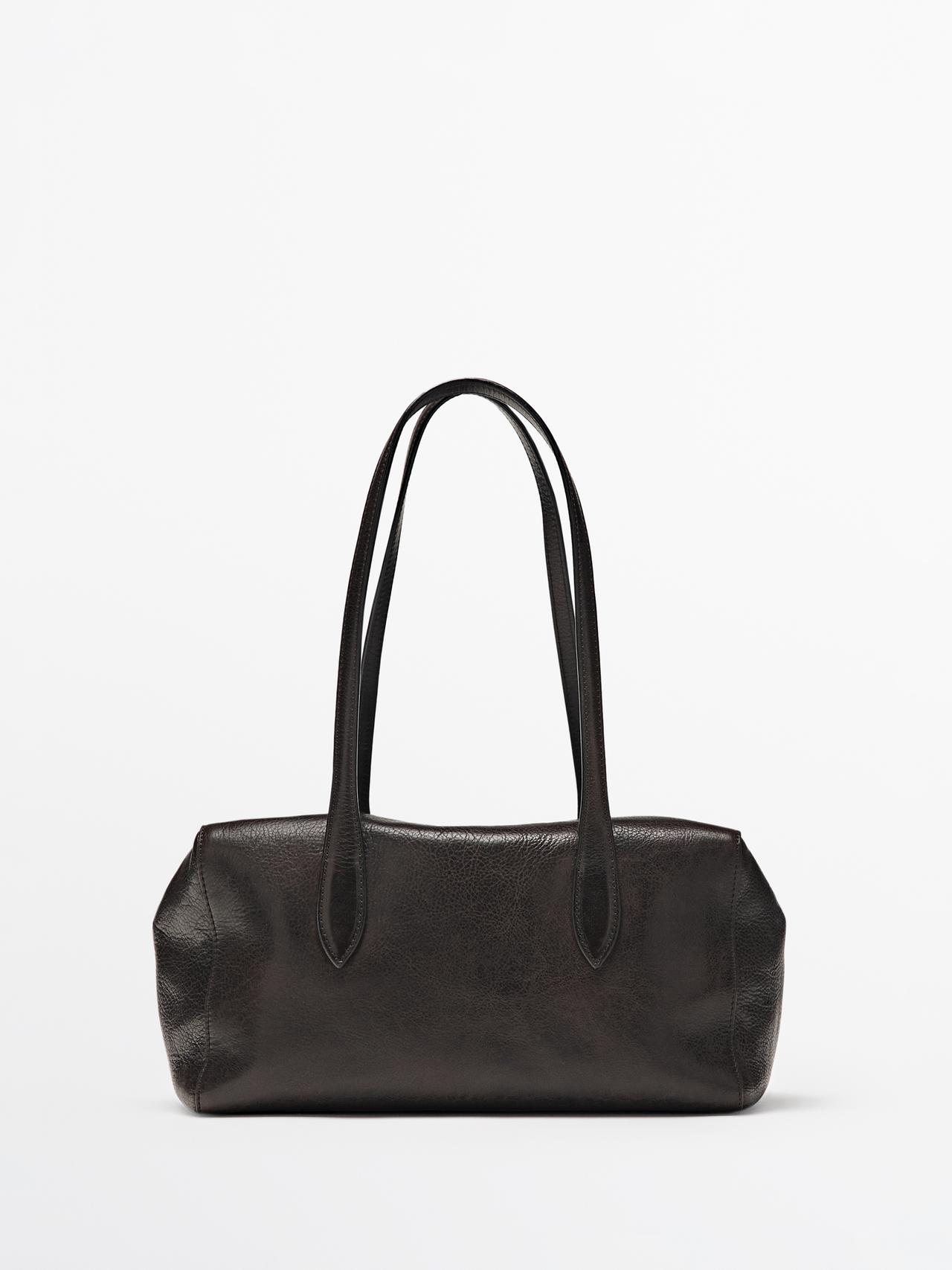 West nappa leather satchel — BROWN