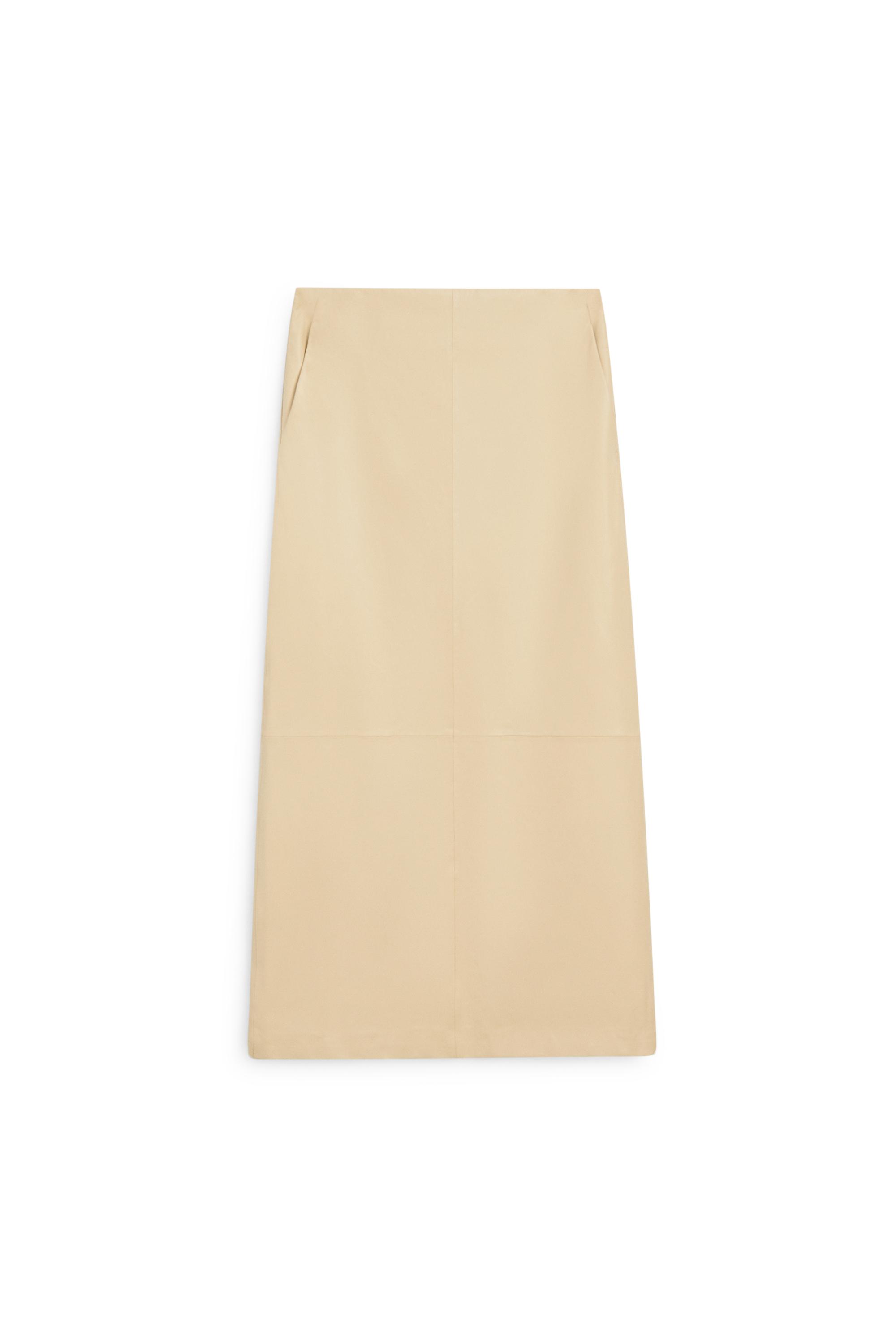 Nappa leather midi skirt — Vanilla