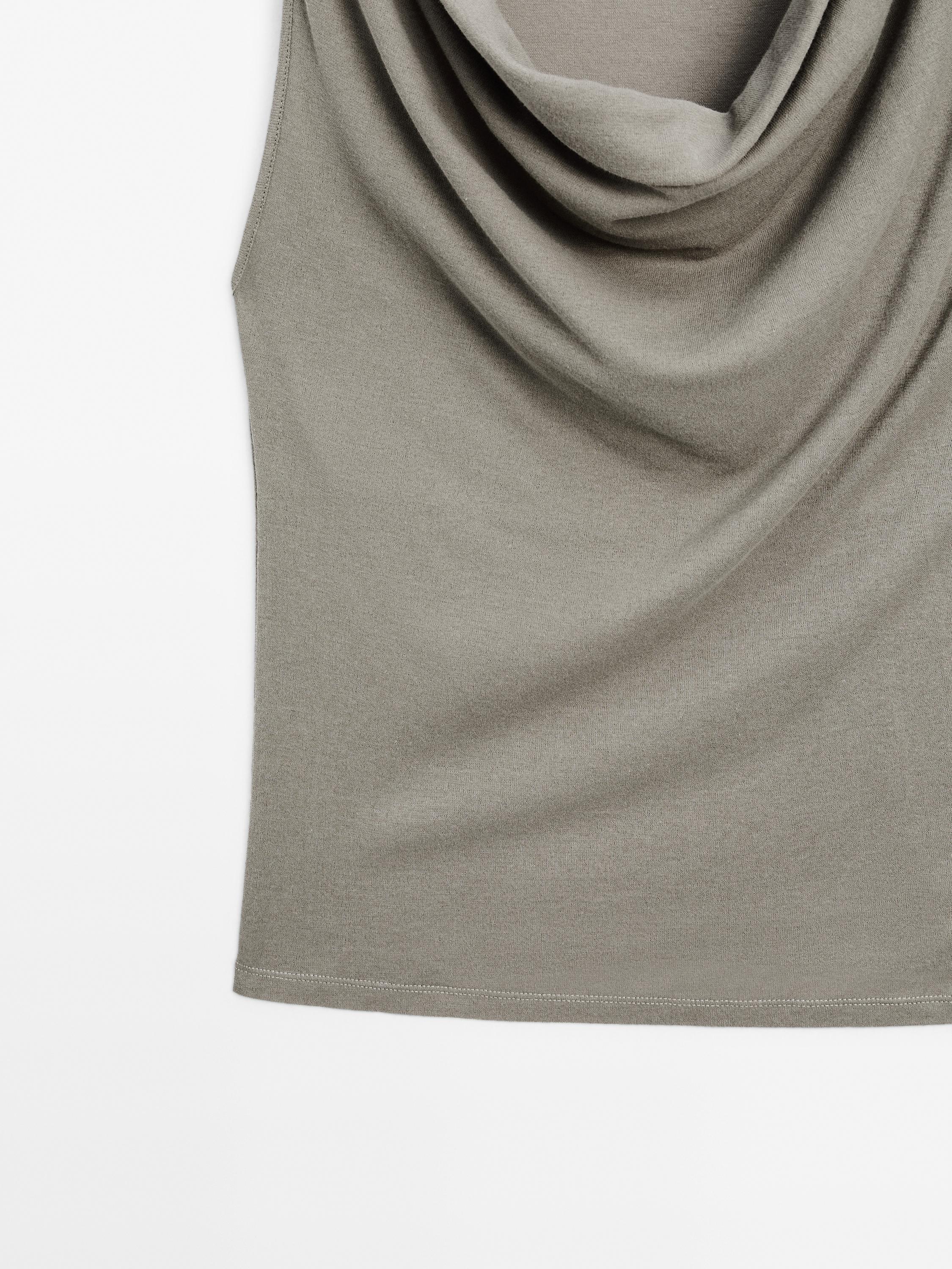 100% cotton top with draped neckline