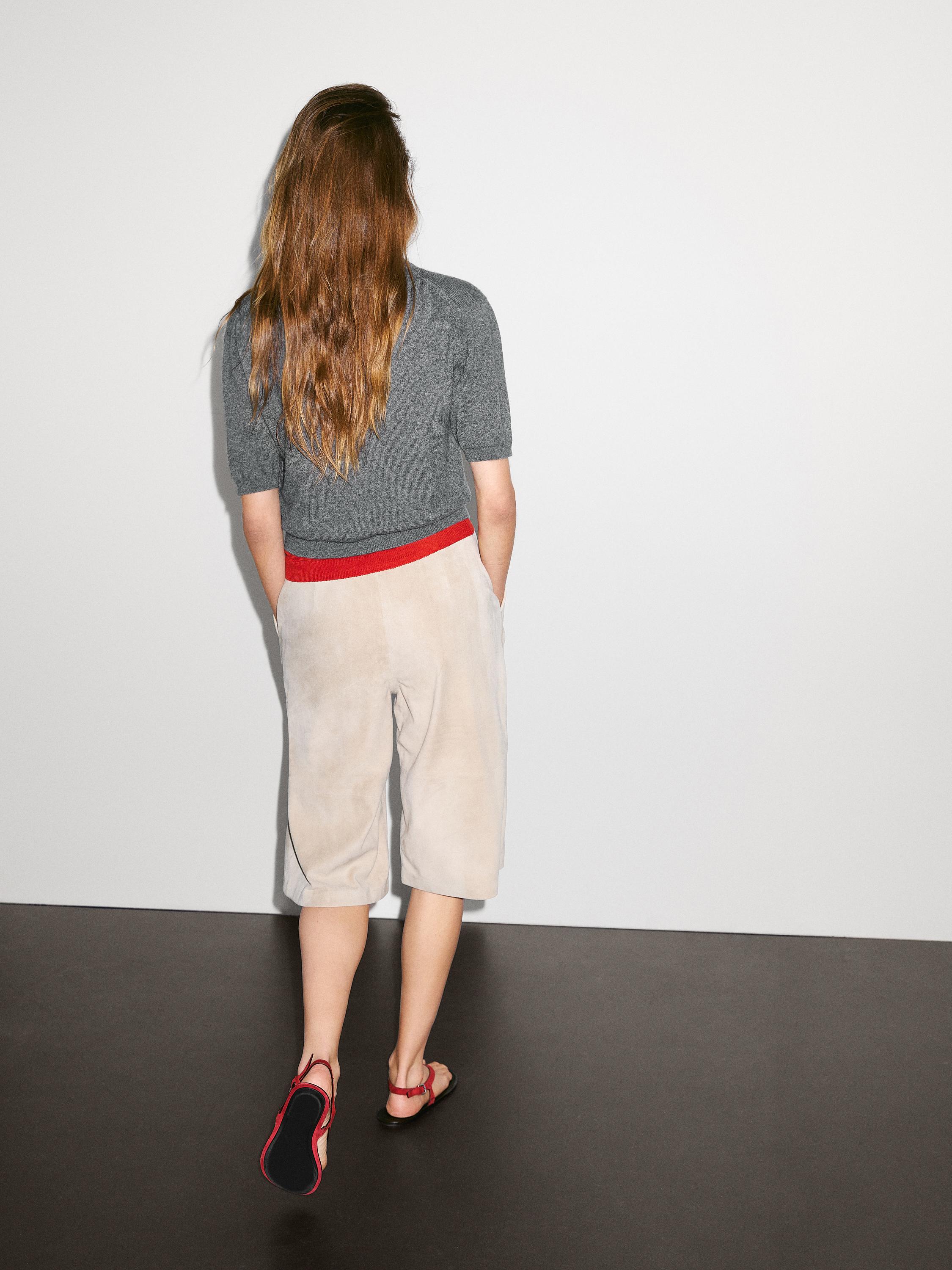 100% cashmere knit short sleeve sweater