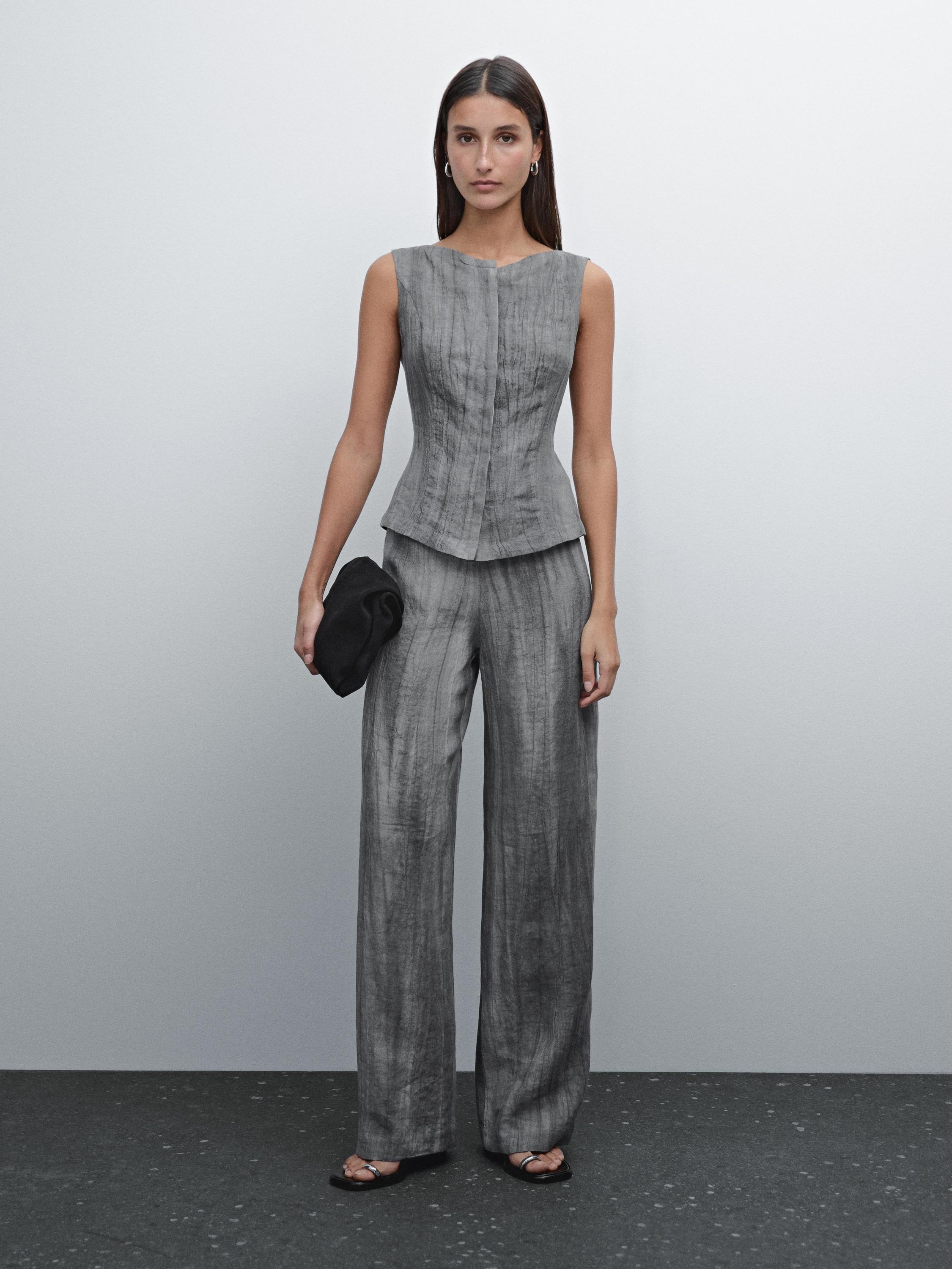 Veste Massimo Dutti Soldes Pour Femme Veste Sans Manches 100 Lin