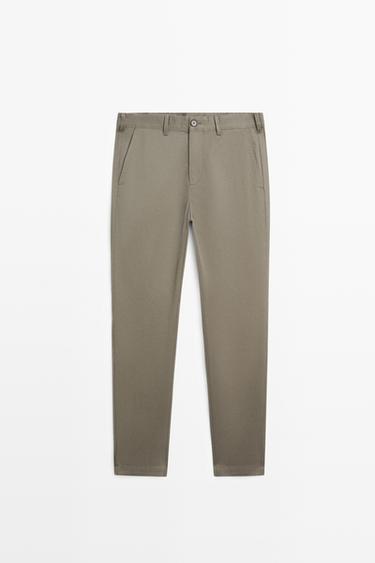Cotton blend slim fit pants — GREEN 2