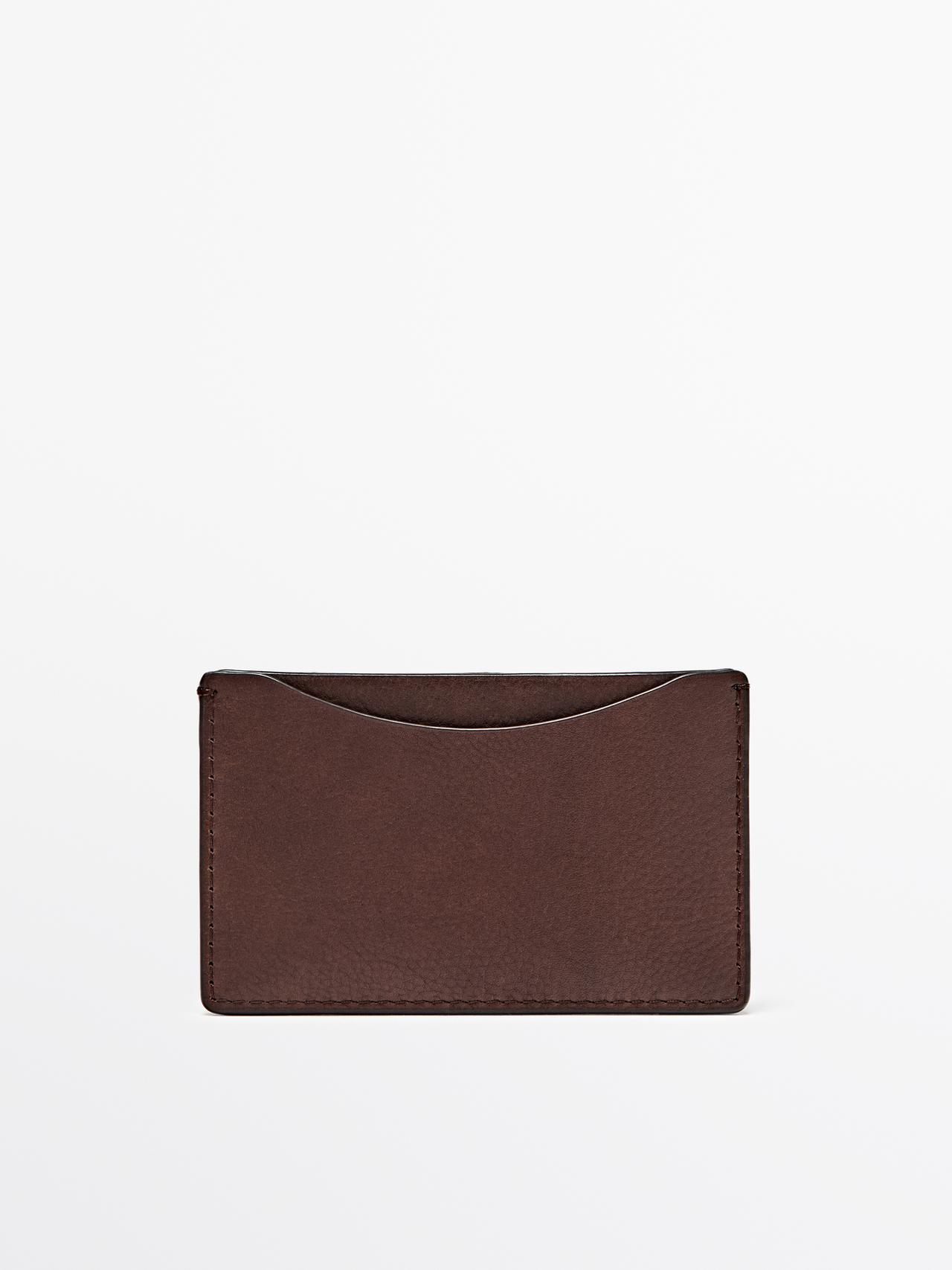 Tarjetero Piel Napa - Chocolate - 01 - Massimo Dutti - Mujer