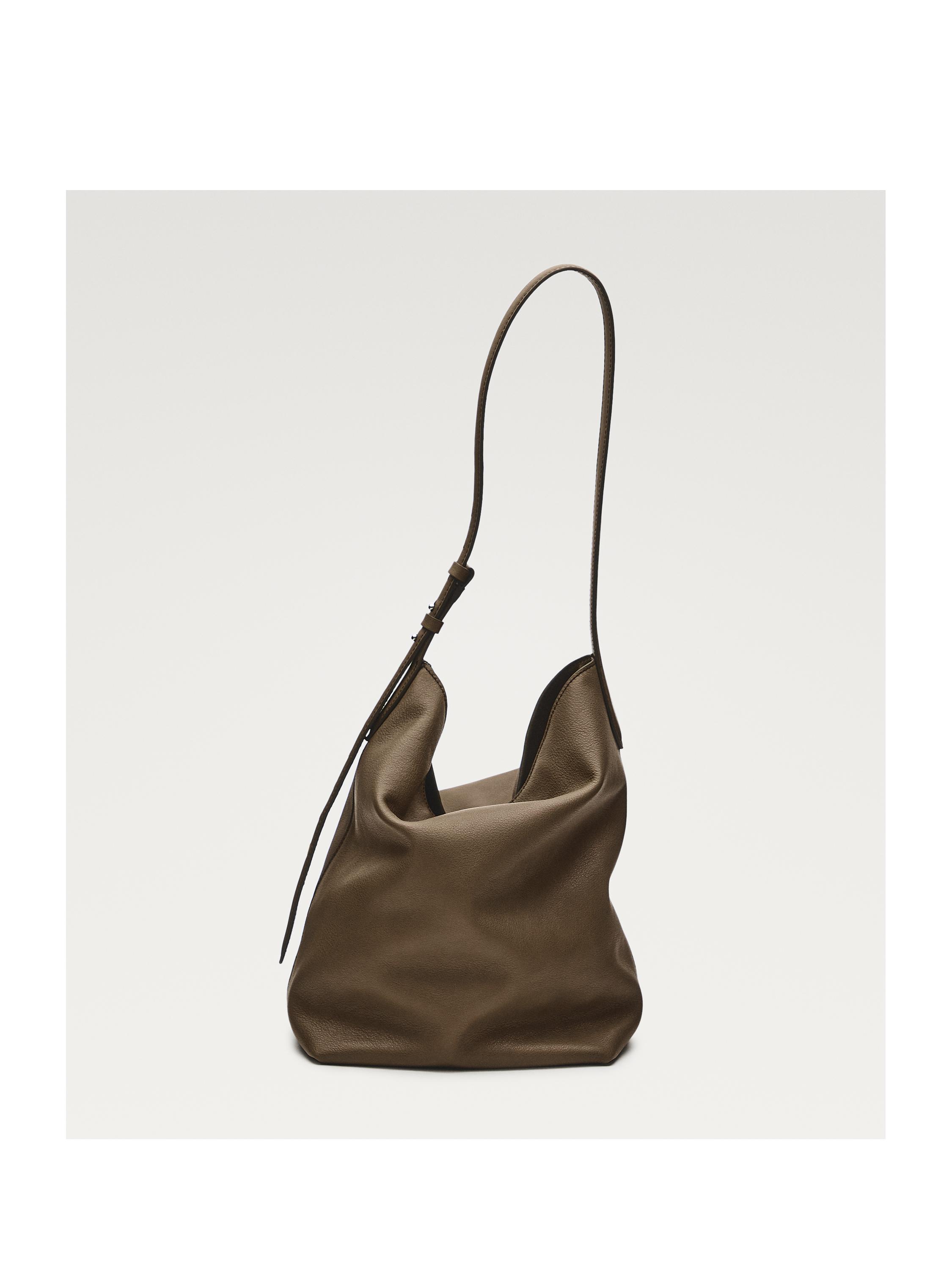 Nappa leather bucket bag — MOLE BROWN