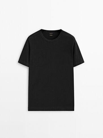 Massimo Dutti - Herre - Kortærmet T-Shirt I 100 % Bomuld - Sort - S