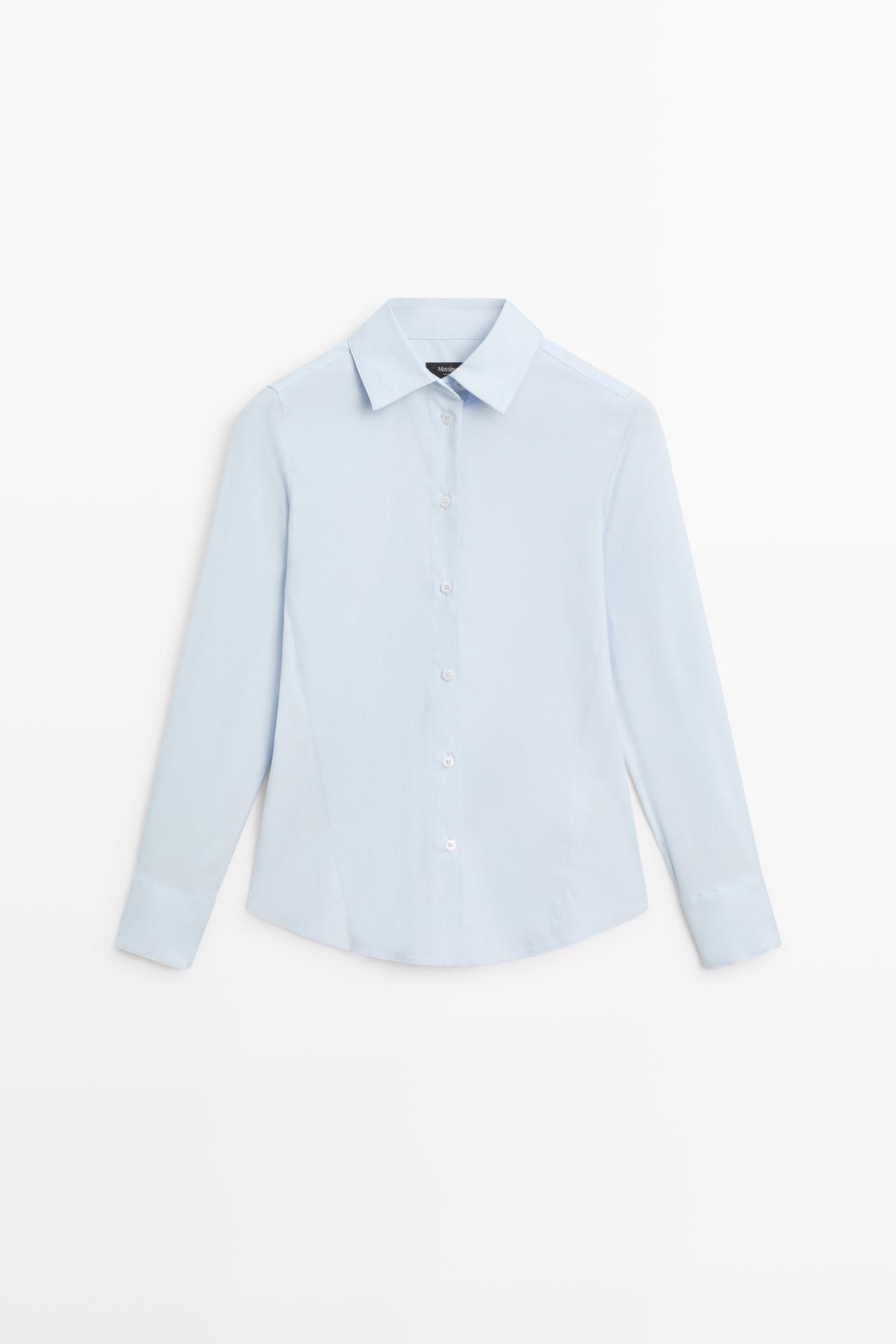 Cotton blend poplin shirt — SKY BLUE