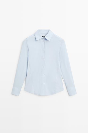 Cotton blend poplin shirt — SKY BLUE 2