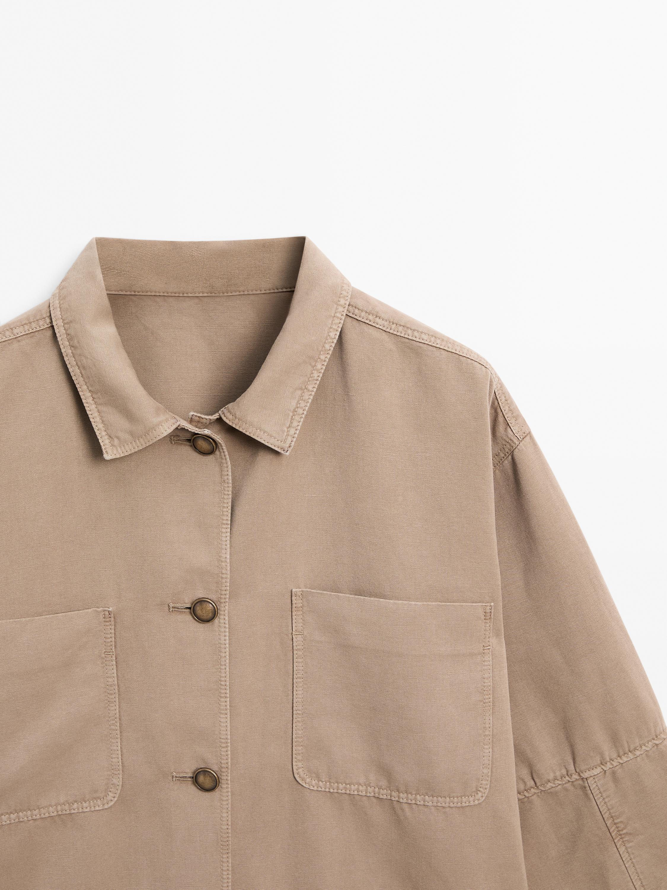 Cotton blend jacket with pocket detail