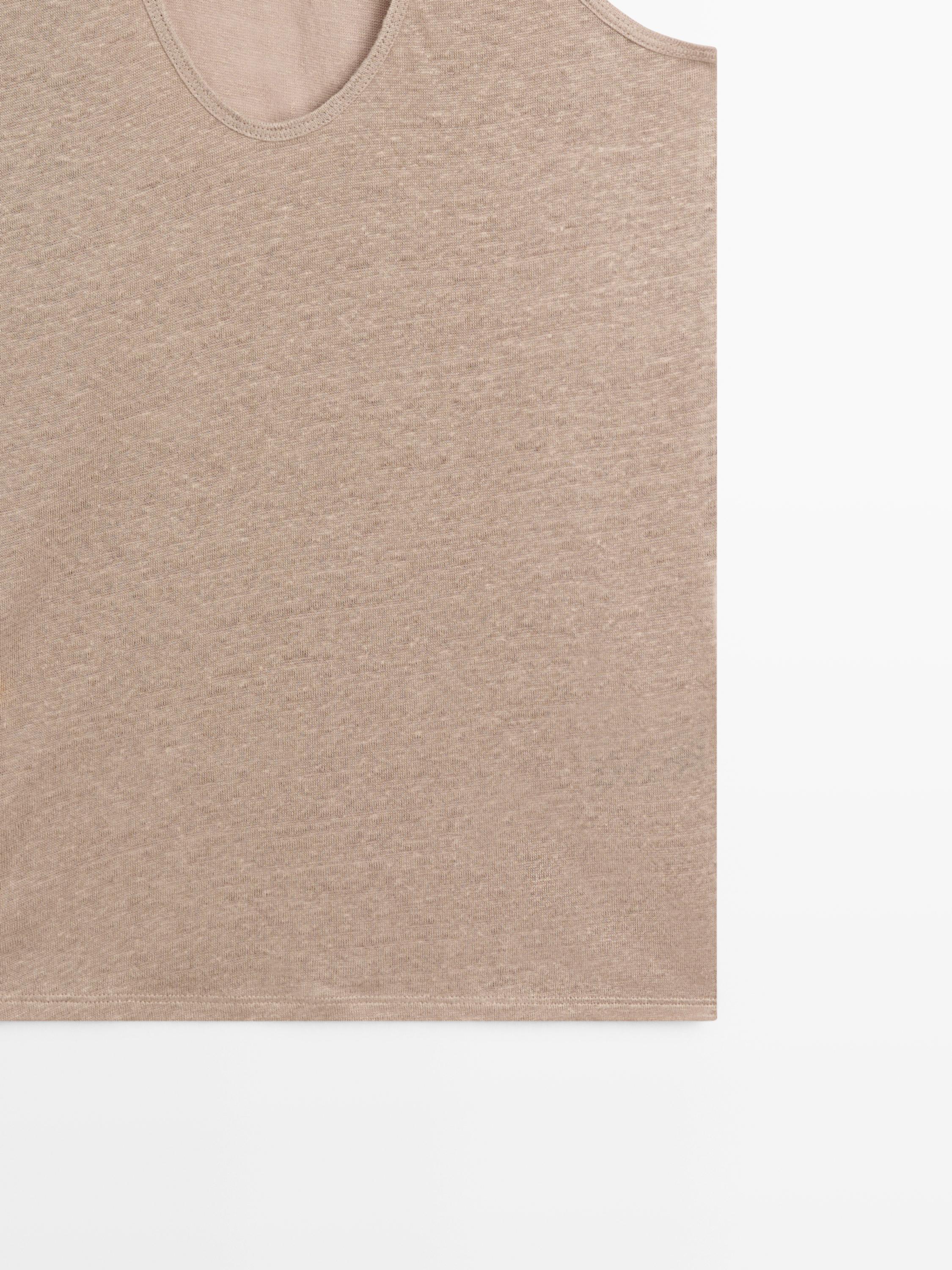 100% linen strappy top — STONE