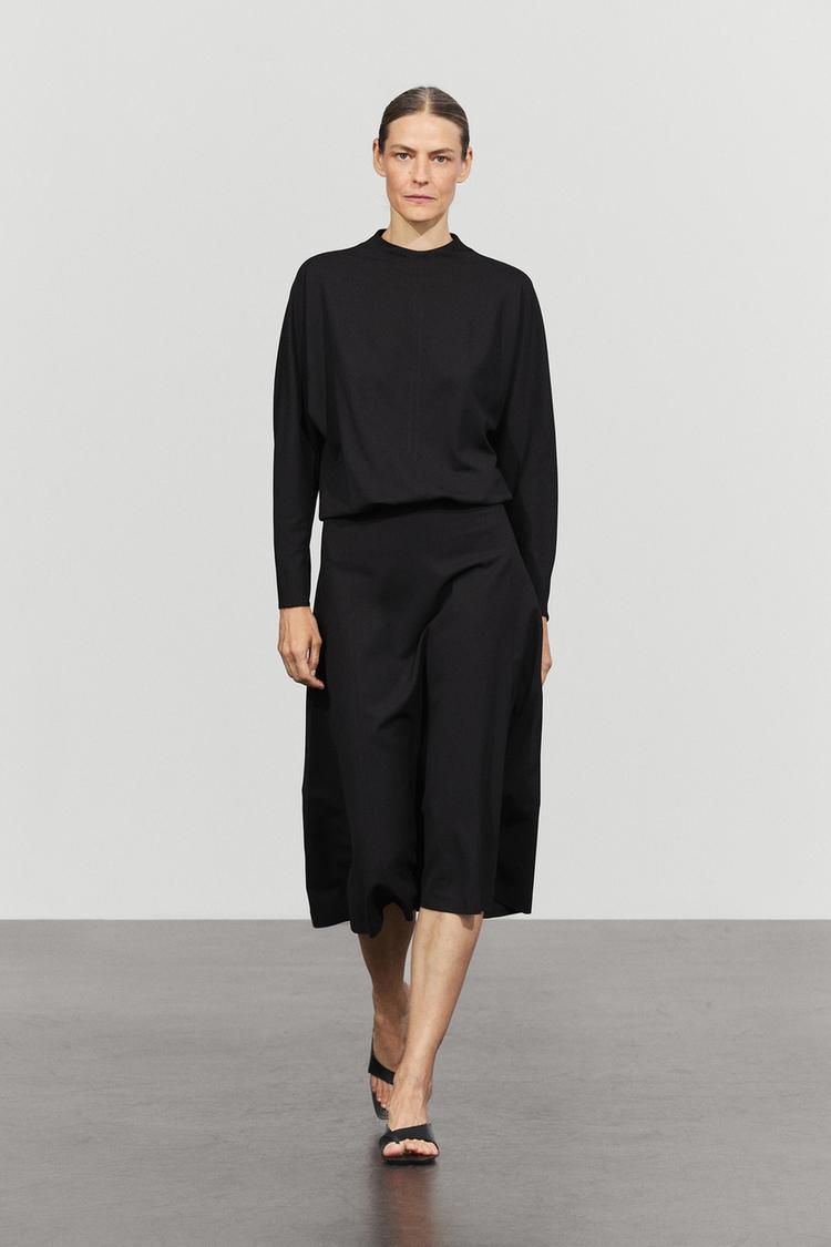 Long sleeve midi dress — BLACK