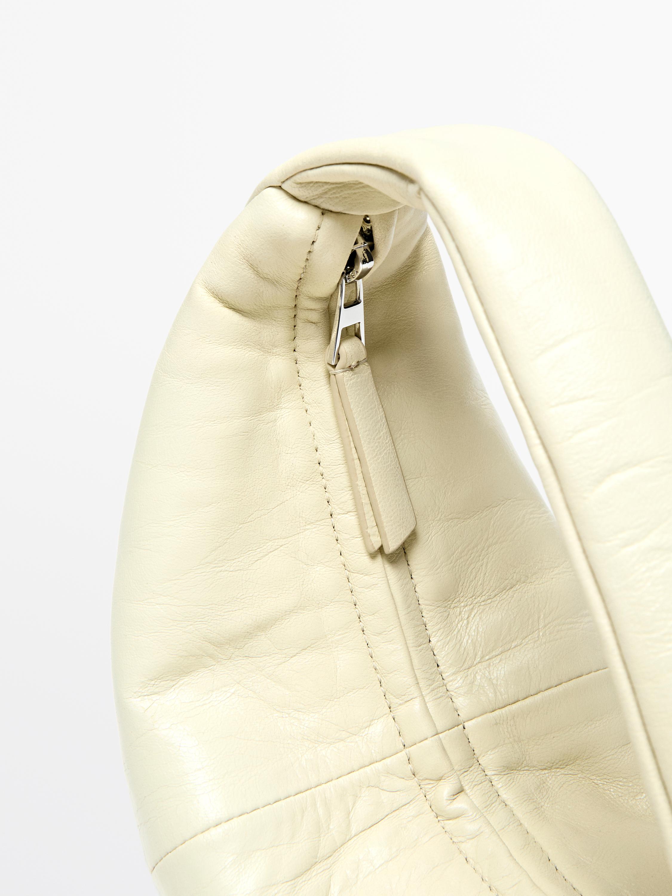 Mini nappa leather half-moon bag — WHITE