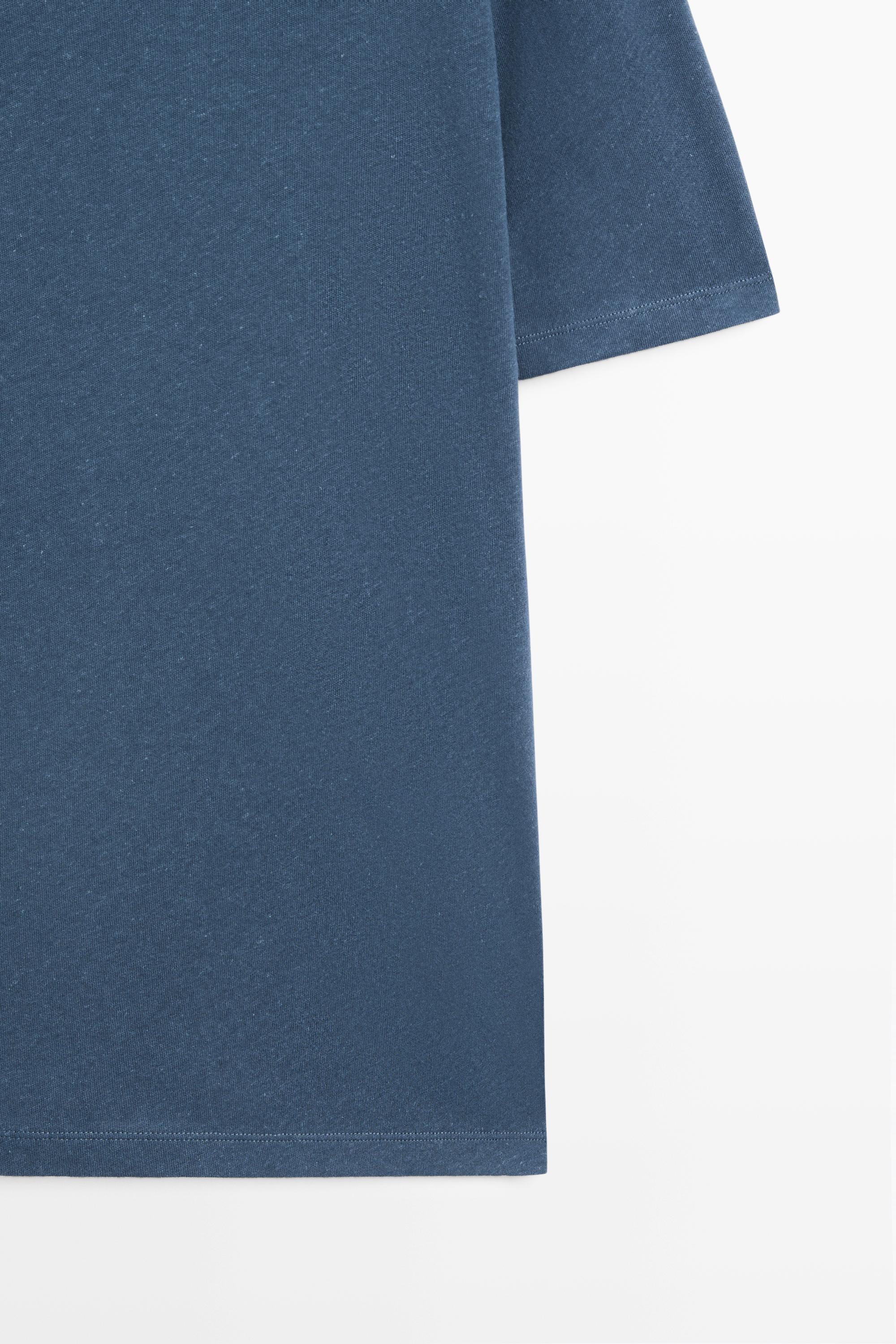 Short sleeve linen and cotton T-shirt — BLUE