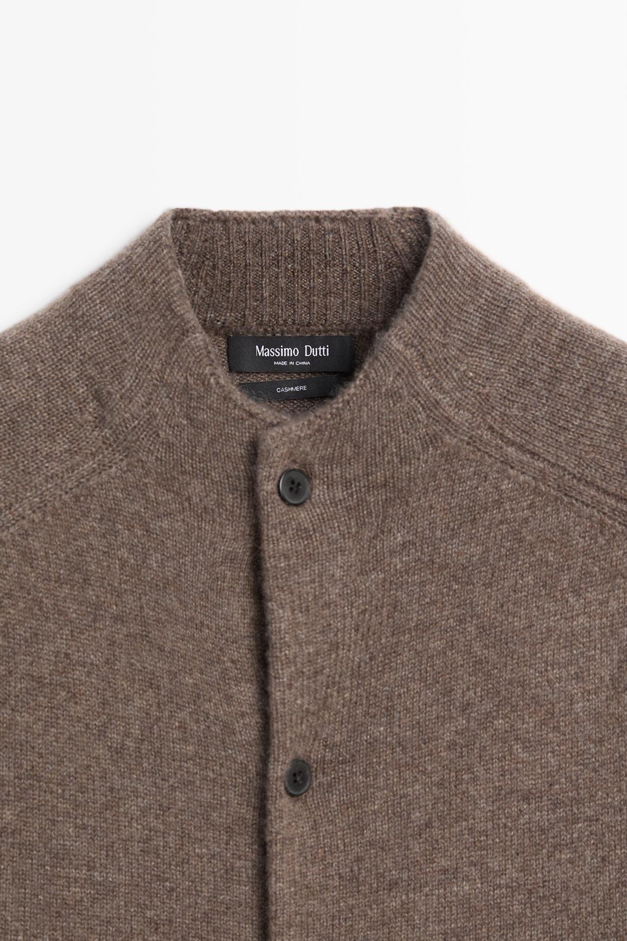 100% cashmere knit bomber cardigan — Sand