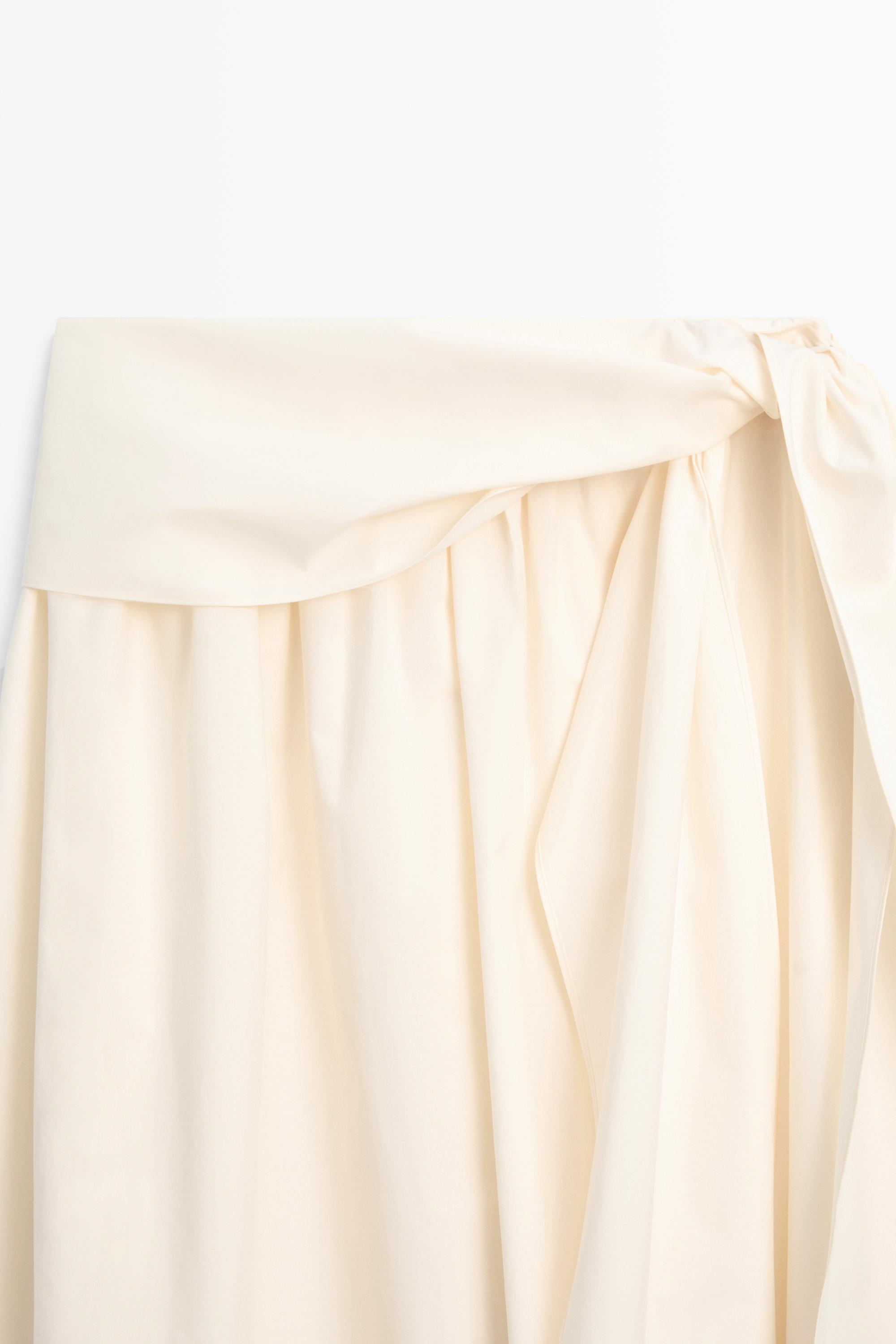 Flowing skirt with scarf detail — CREAM