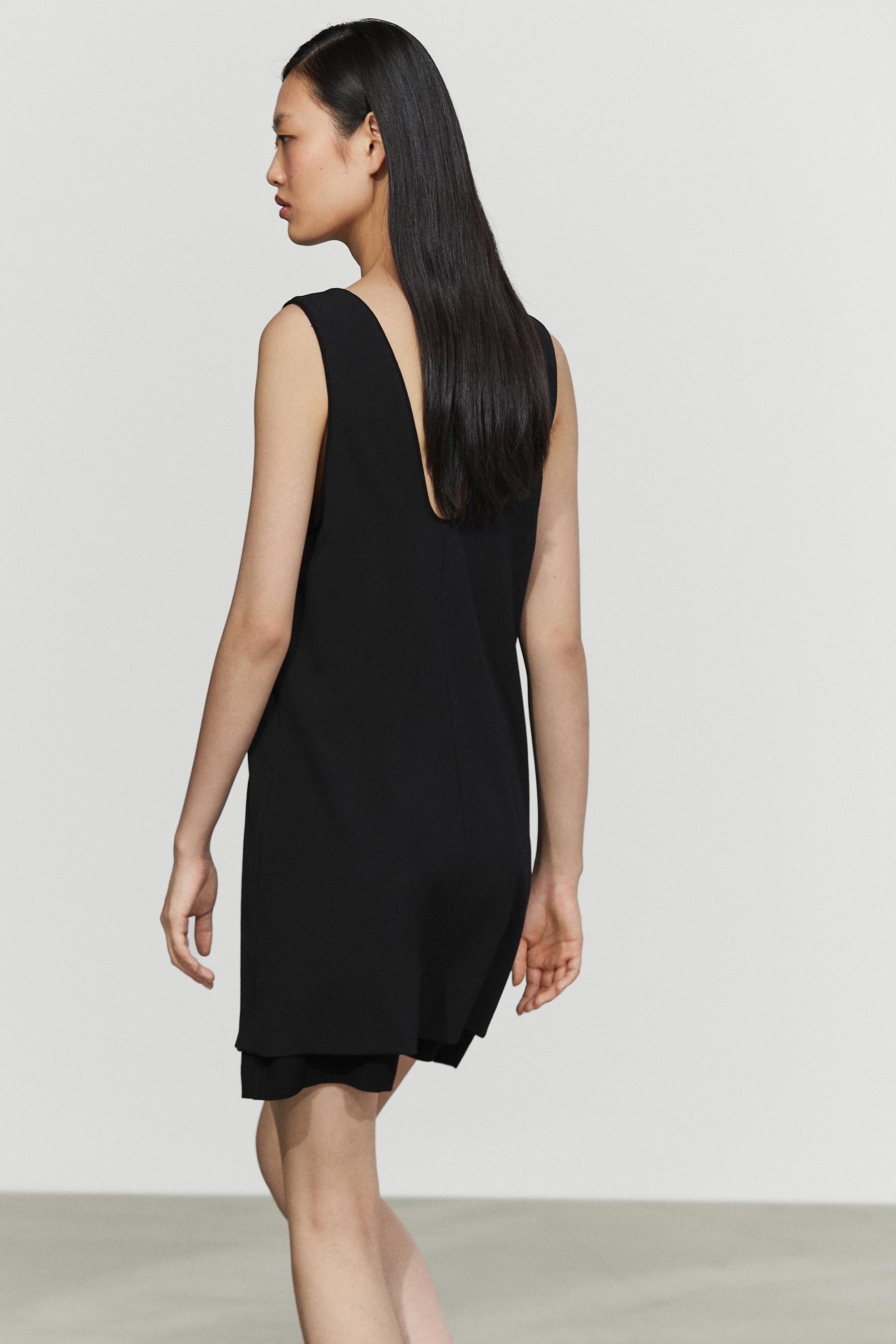 Double-fabric mini dress — BLACK