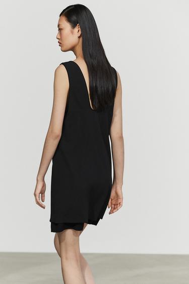 Double-fabric mini dress — BLACK 8
