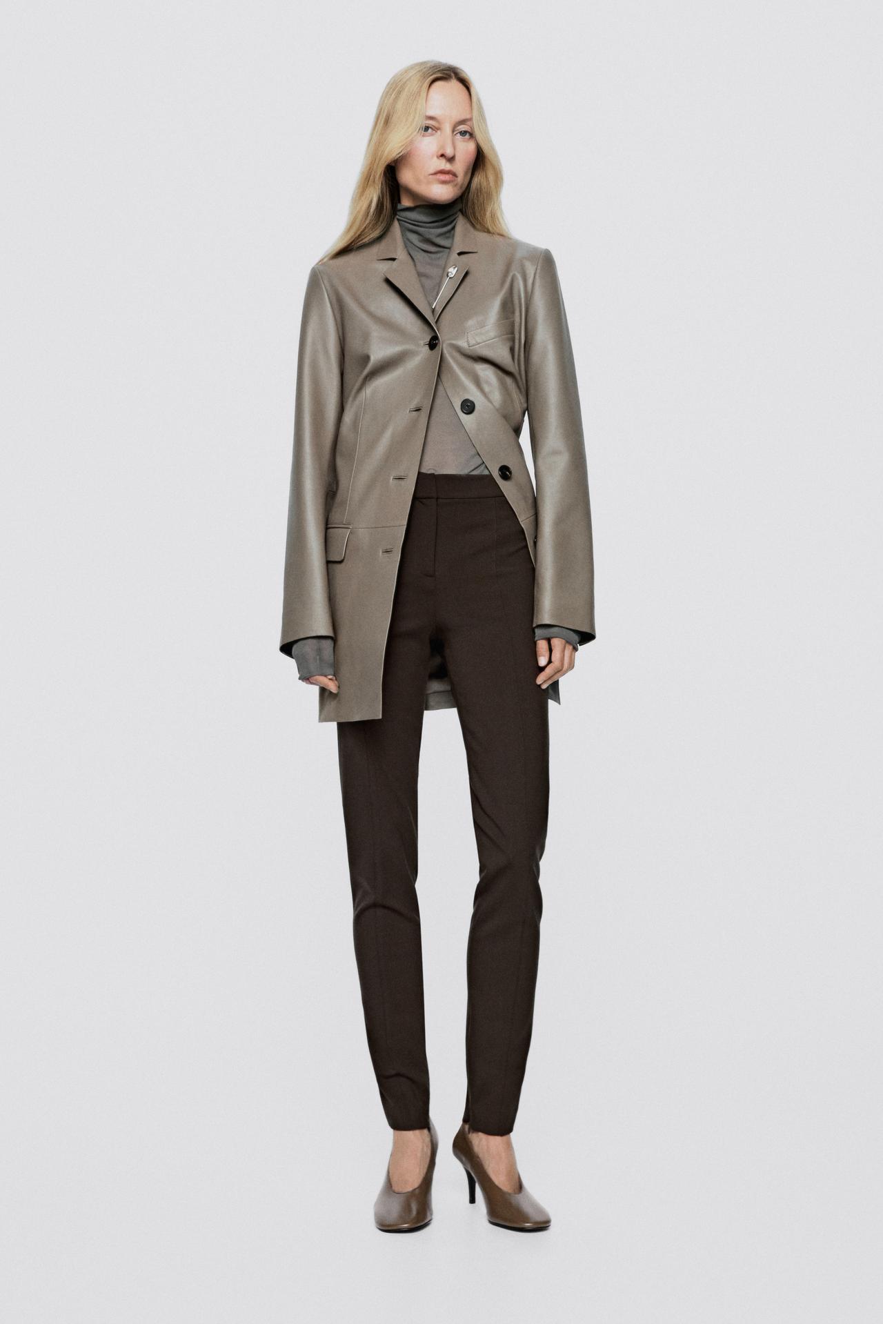 Skinny fit pants with zip hem - LIMITED EDITION — BROWN