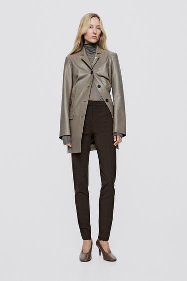 Skinny fit pants with zip hem - LIMITED EDITION — BROWN 1