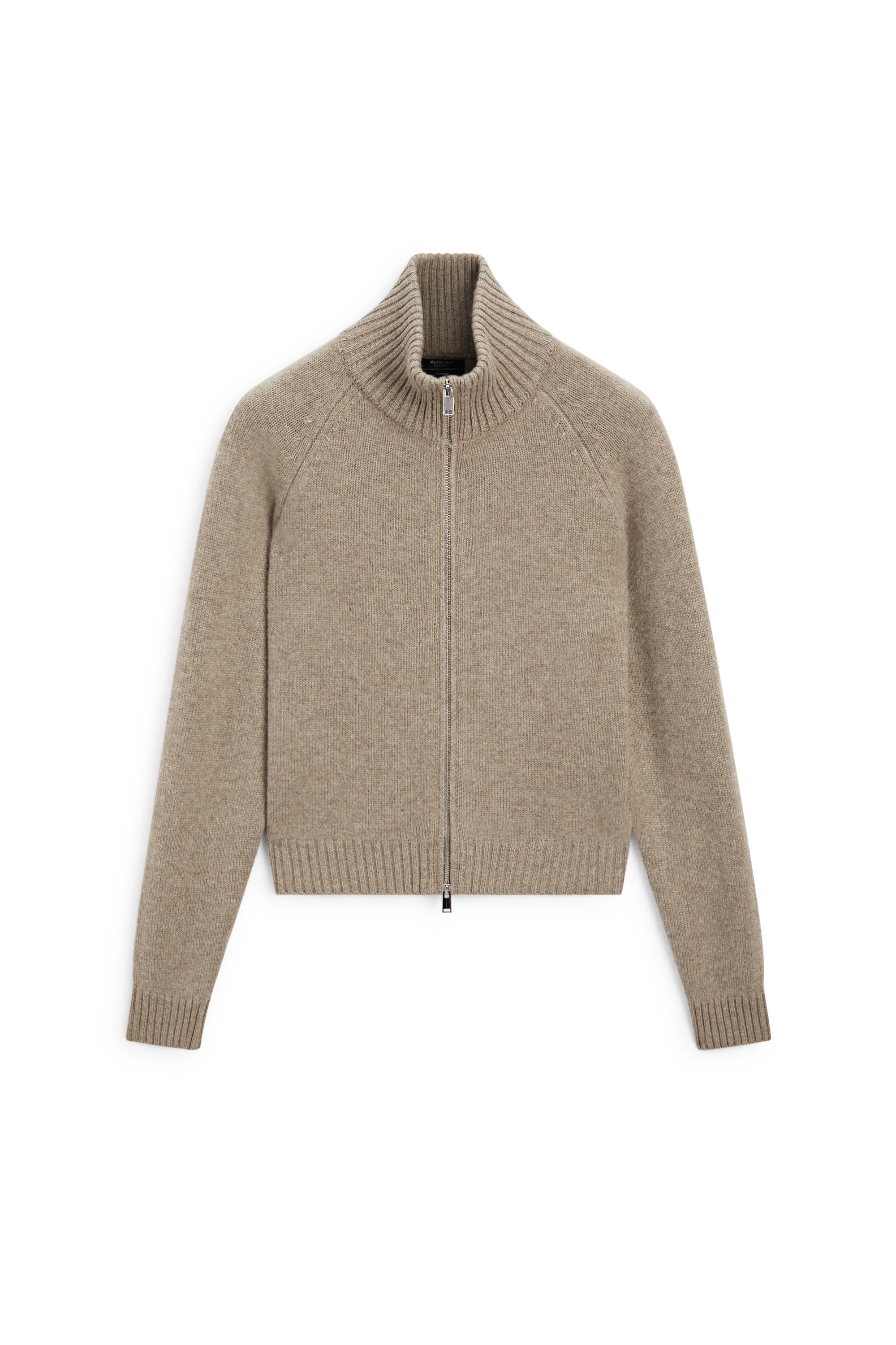 100% cashmere zip knit cardigan — TAUPE GREY
