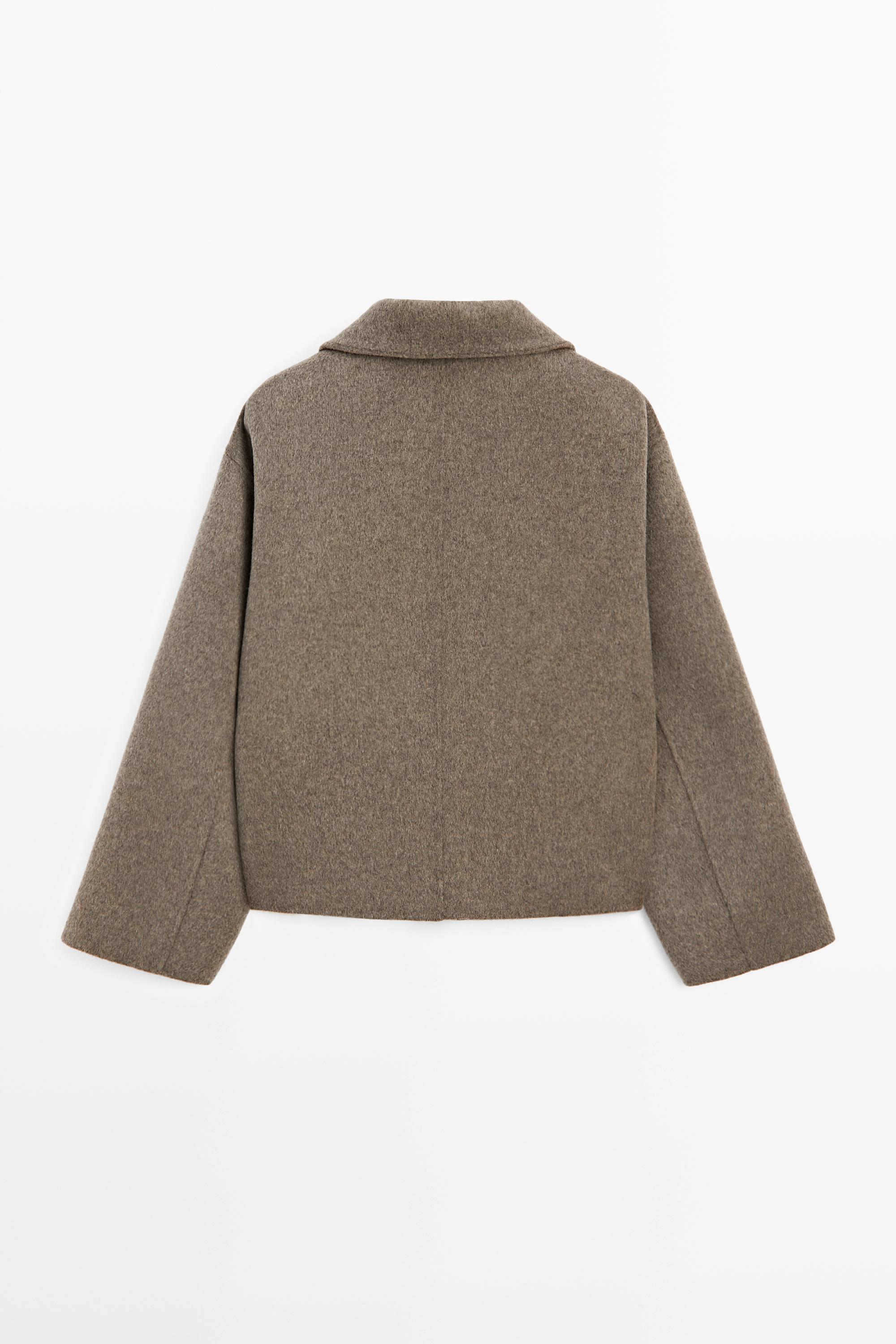 Wool blend stand collar jacket · Brown · Coats | Massimo Dutti
