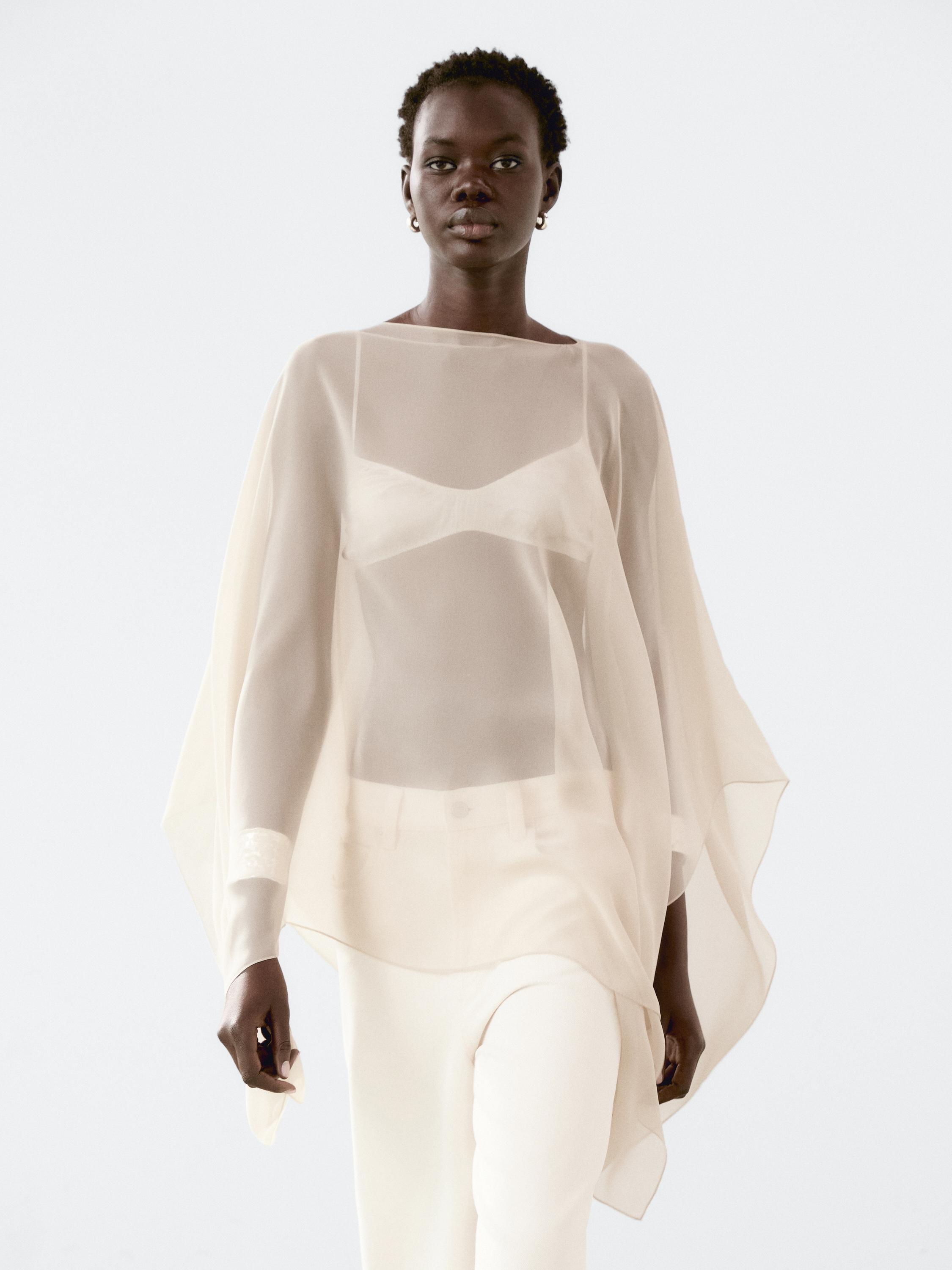 Flowing 100% mulberry silk cape