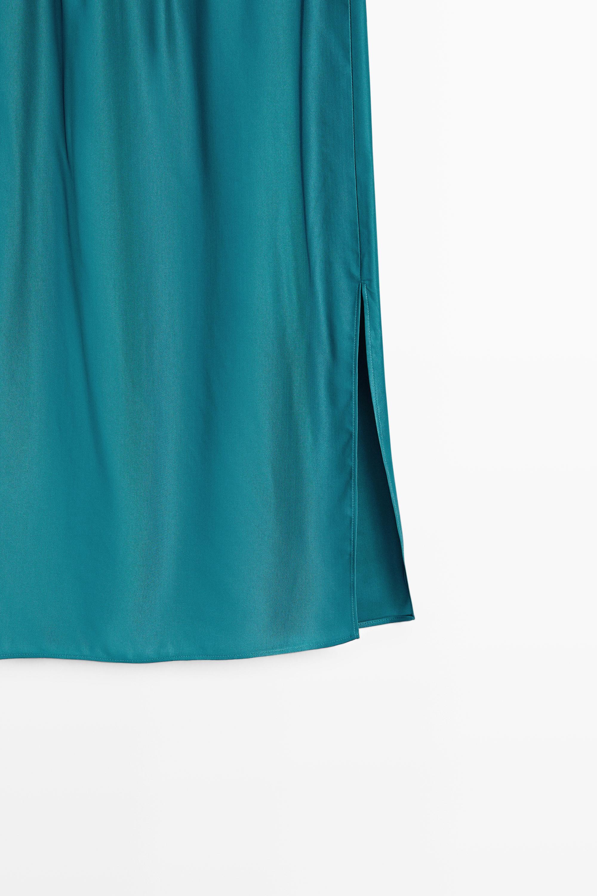 Satin midi skirt with pockets — BLUE