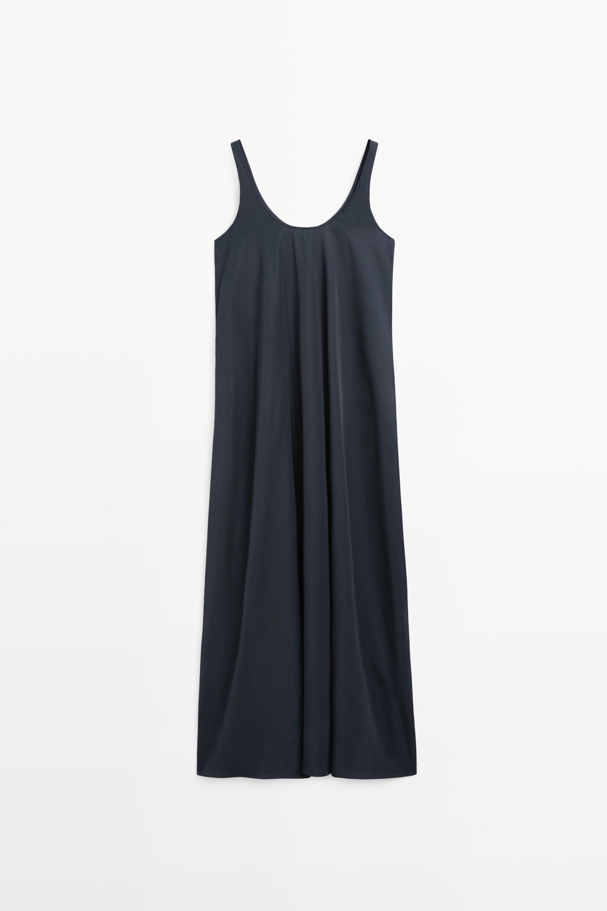 Flowing flared dress with straps — BLUE