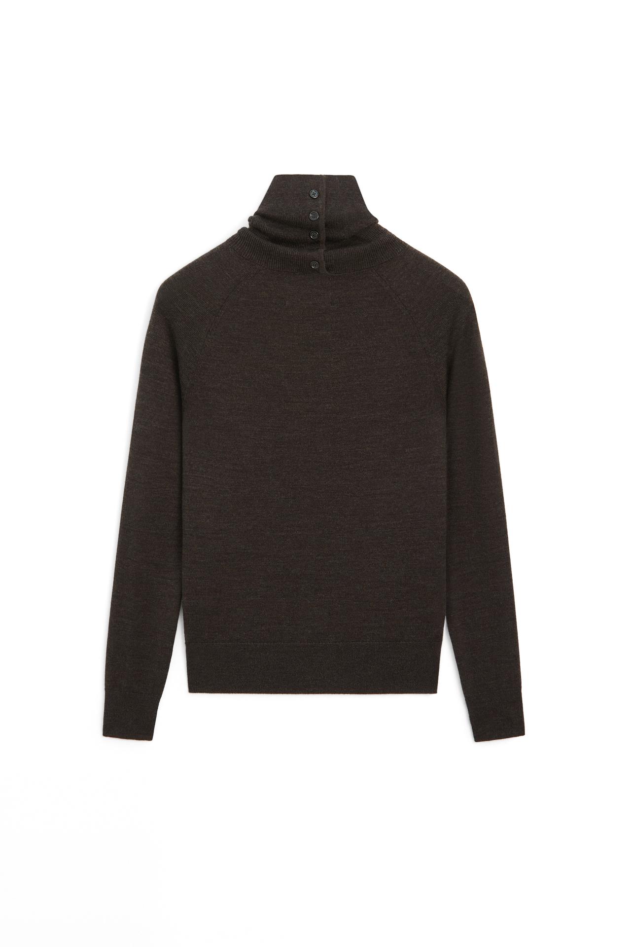 100% wool button-detail knit sweater - LIMITED EDITION — Chocolate