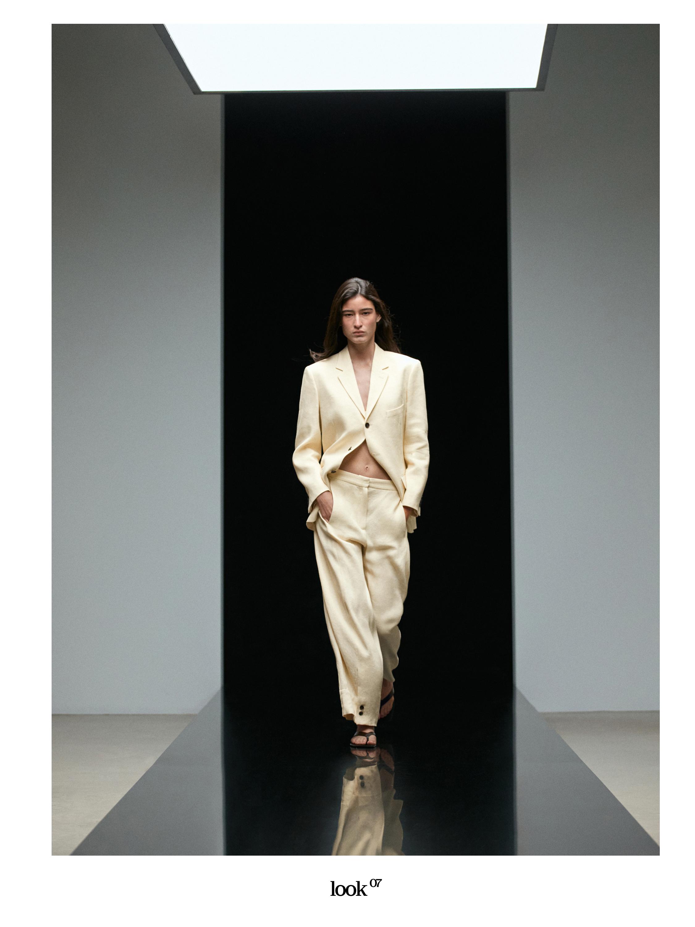 Linen blend suit blazer — CREAM