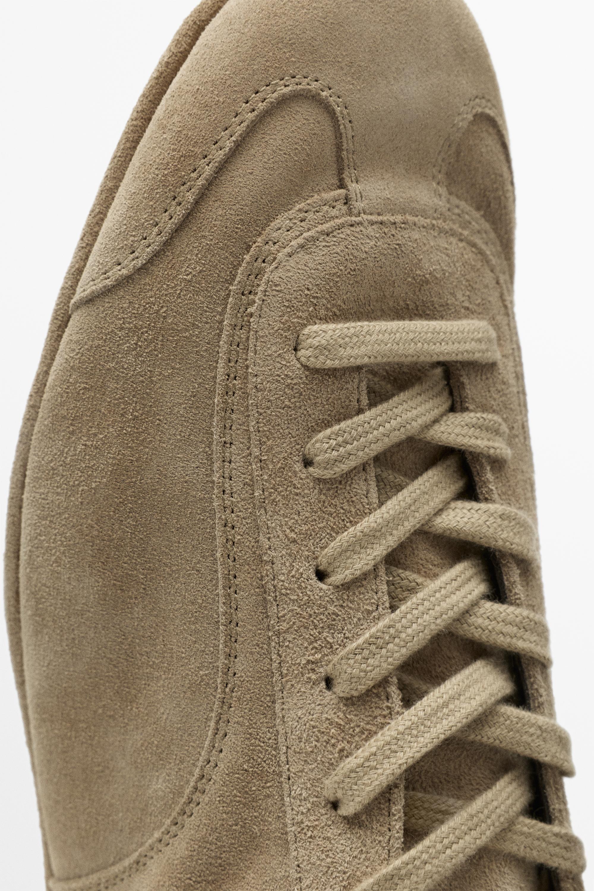Split suede leather trainers — SAND